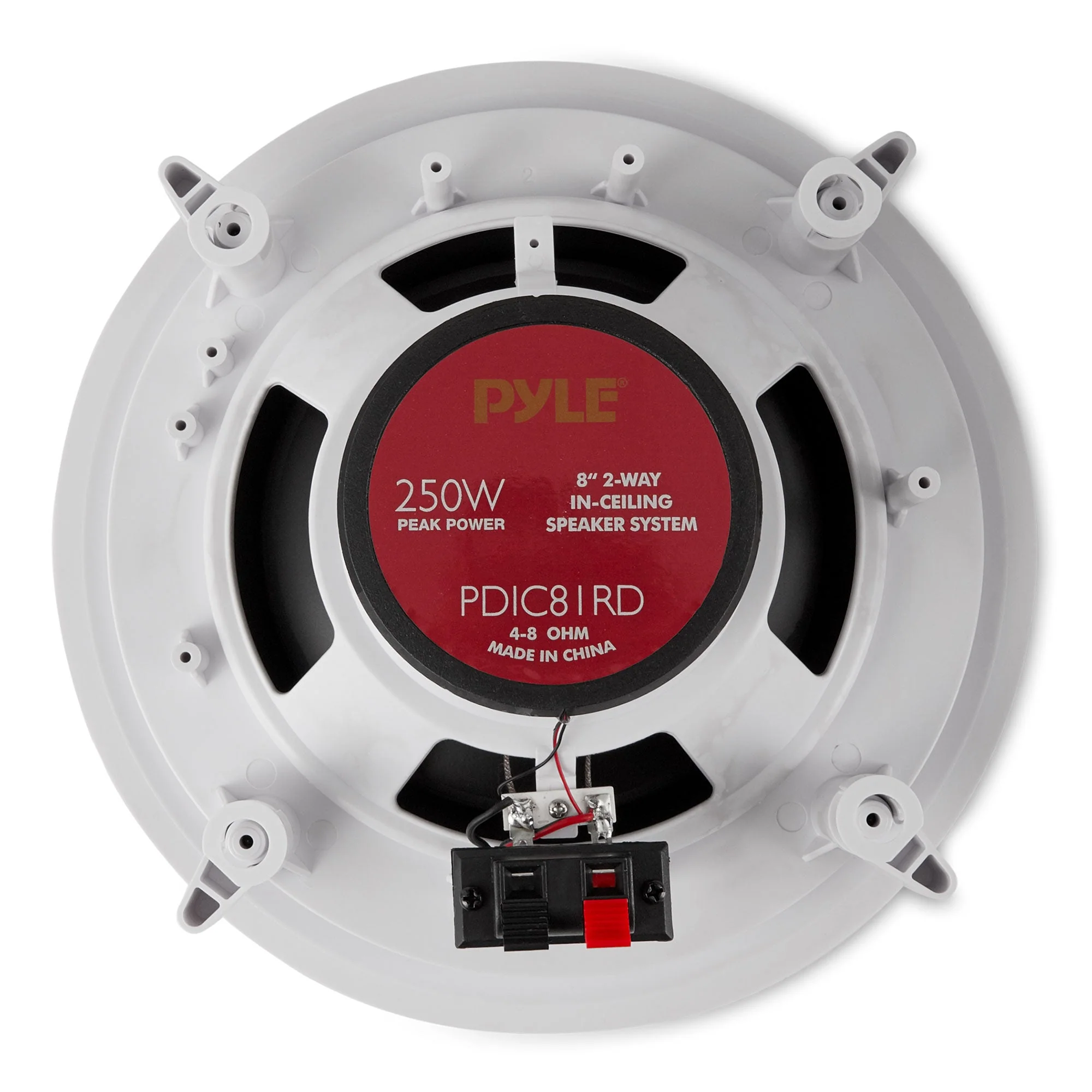 Pyle PDIC81RD 250W 8" Round Flush Mount In-Wall/Ceiling Home Speakers, 2 Pack - Image 5