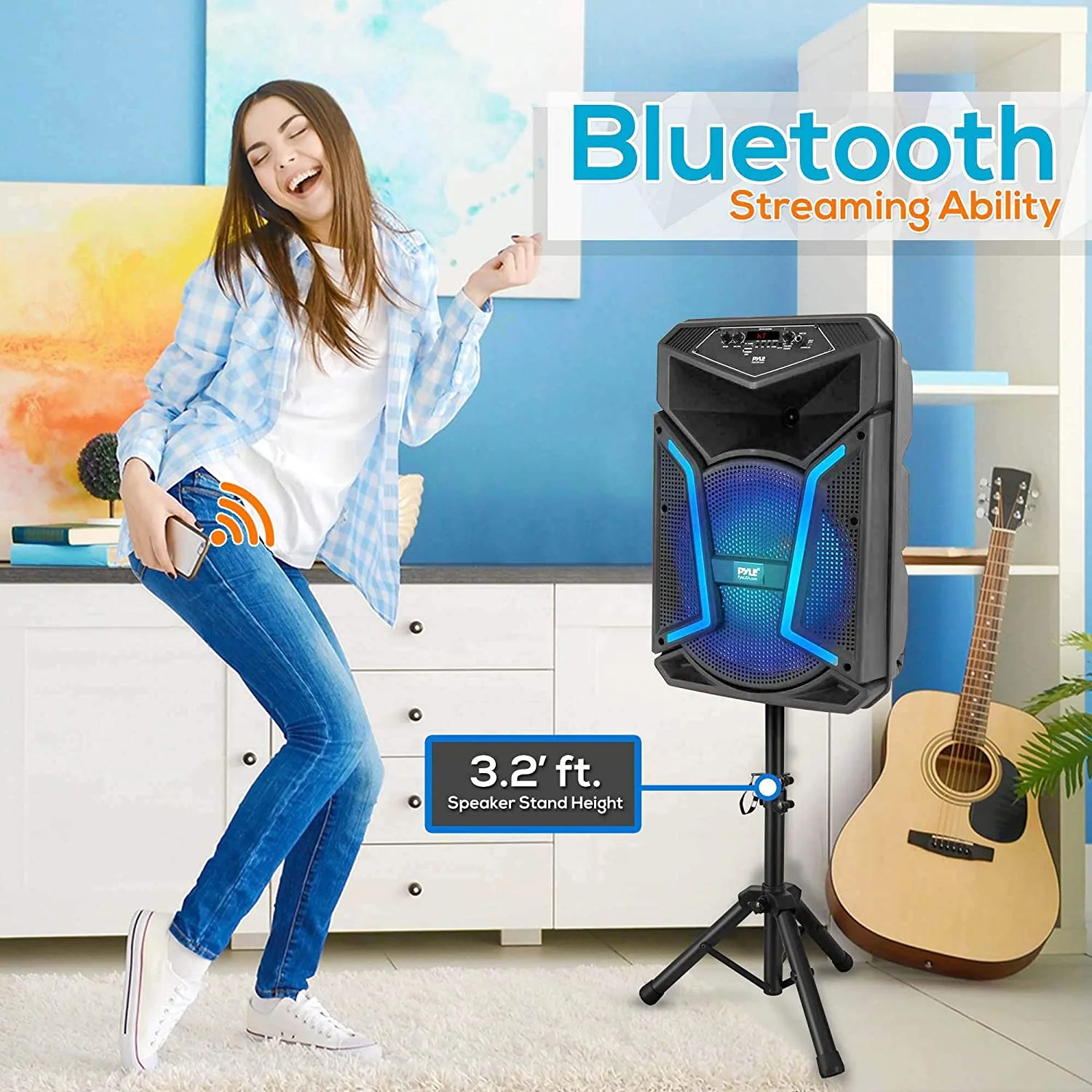 Pyle PPHP122SM Portable Bluetooth Speaker System with Flashing Party Lights - Image 5