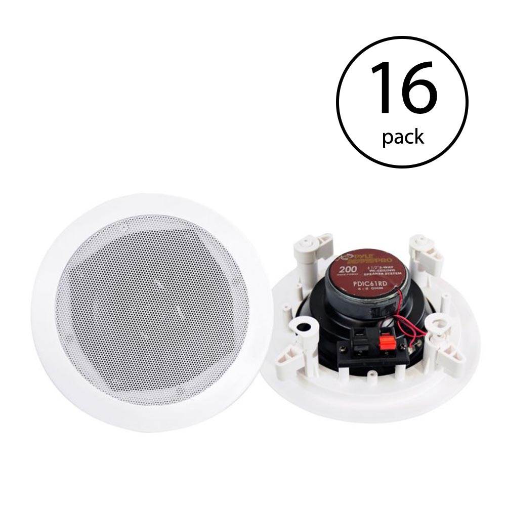 PYLE PRO PDIC61RD 6.5'' 200W 2-Way In-Ceiling/Wall Speaker System (16 Pack) - Image 2