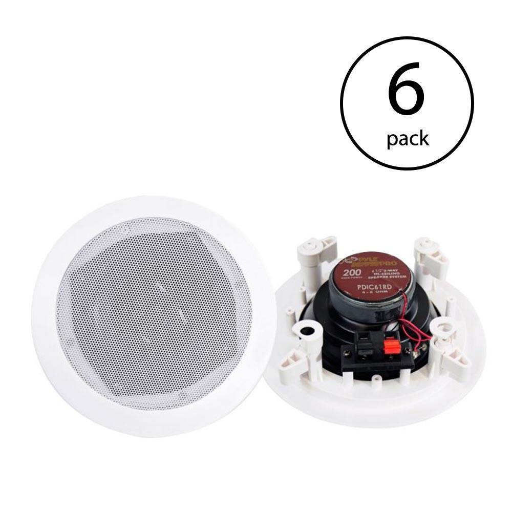 PYLE PRO PDIC61RD 6.5'' 200W 2-Way In-Ceiling/Wall Speaker System White (6 Pack) - Image 2