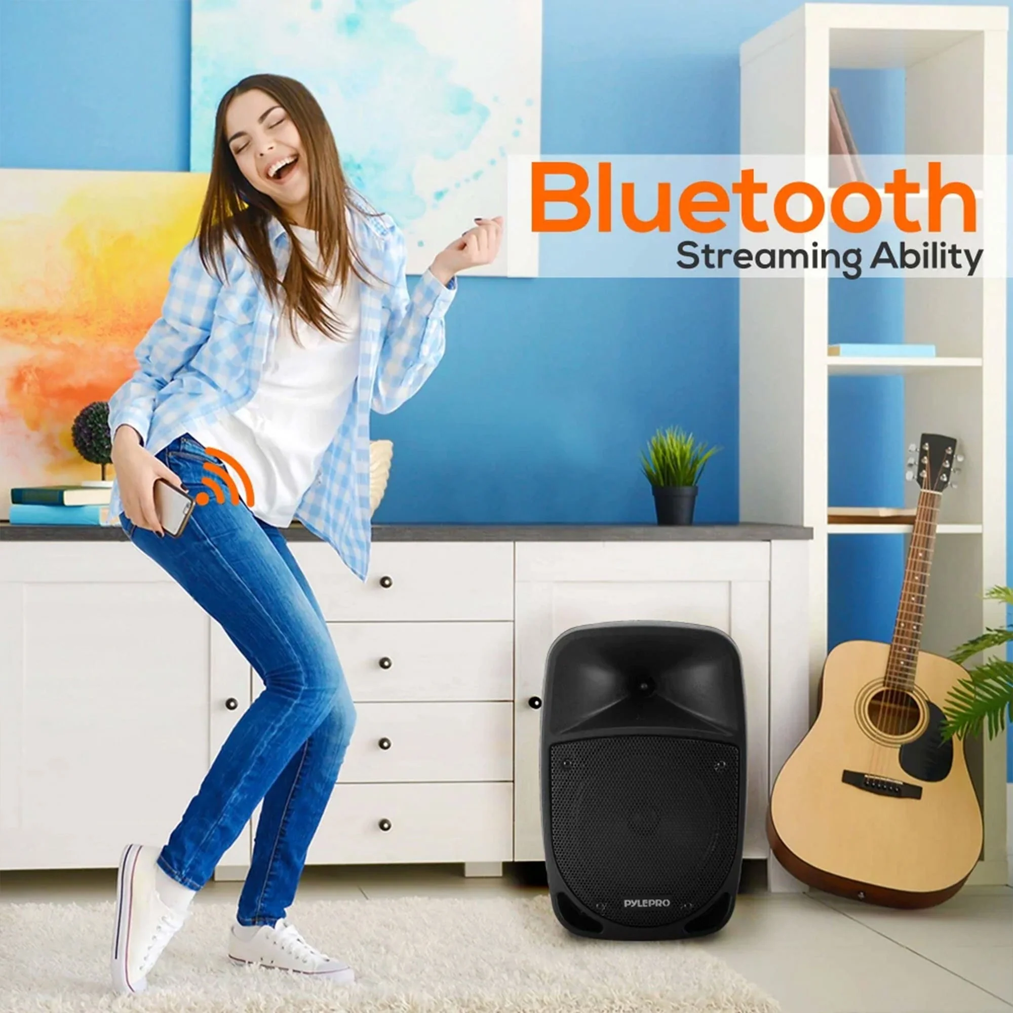 Pyle PSBT105A Bluetooth Portable Stereo Karaoke Speaker with Wireless Microphone - Image 5