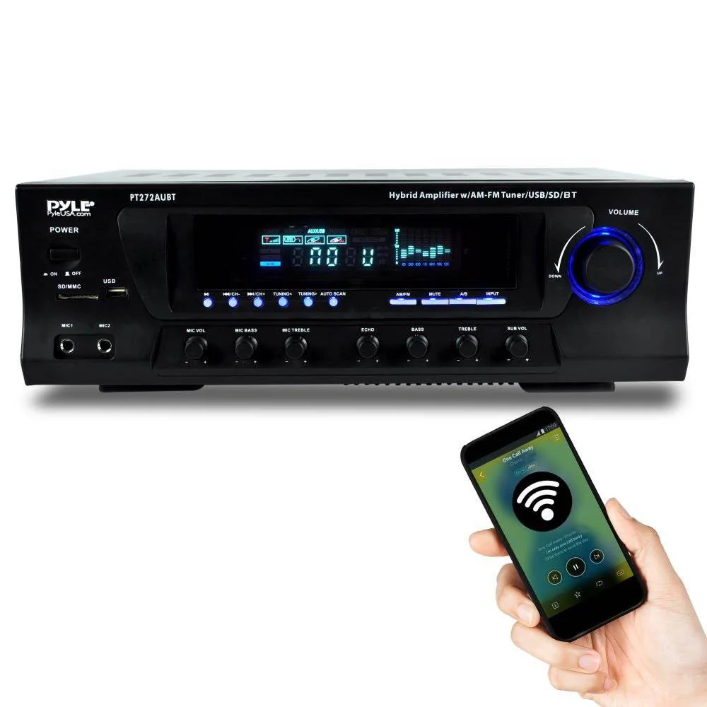 Pyle Stereo Amplifier Receiver w/ AM FM Tuner, Bluetooth & Sub Control PT272AUBT - Image 2