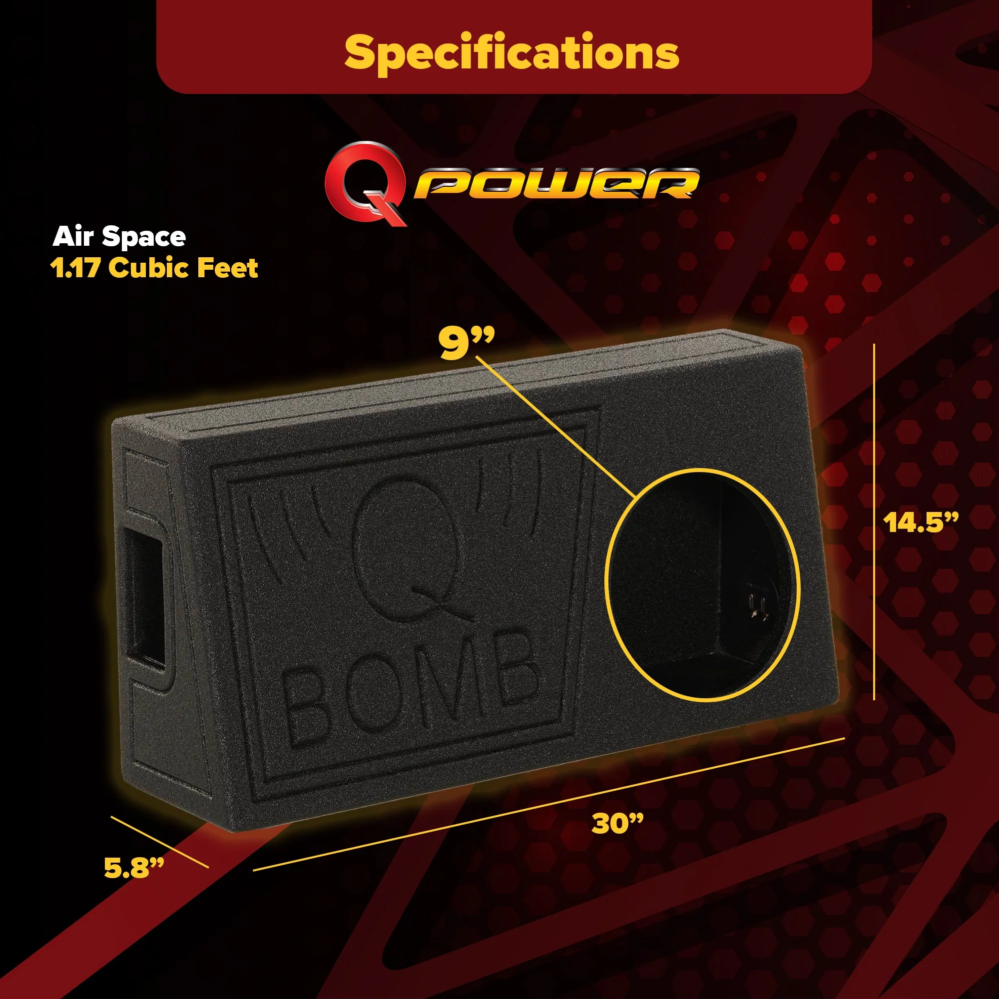 Q Power QBomb 10 Inch Single Vented Subwoofer Sub Box with Black Bedliner Spray - Image 3