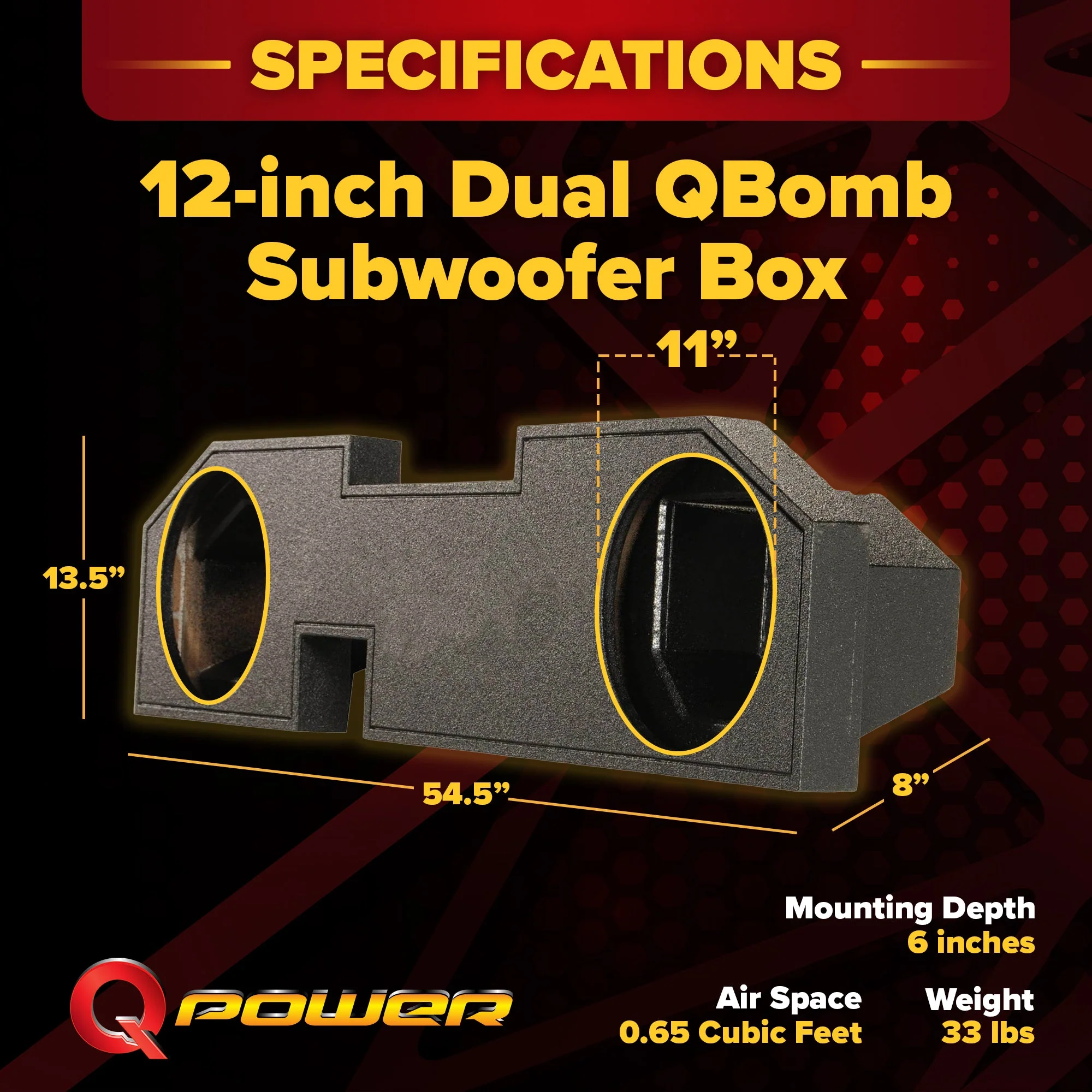 QPower Dual 12" Sub Box for Dodge Ram 2500, 3500 Quad Cab & 1500 Crew Cab 02-018 - Image 3