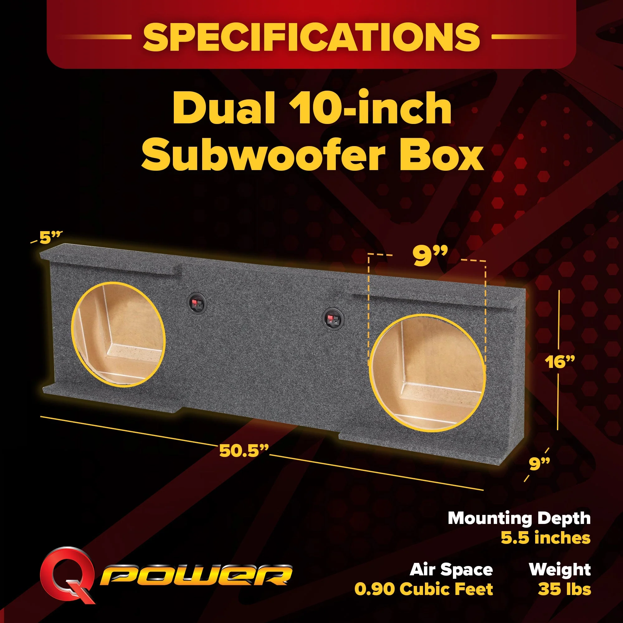 QPower Dual 10" Sub Box - Chevy Silverado Crew Cab & GMC Sierra Crew Cab 07-13 - Image 3