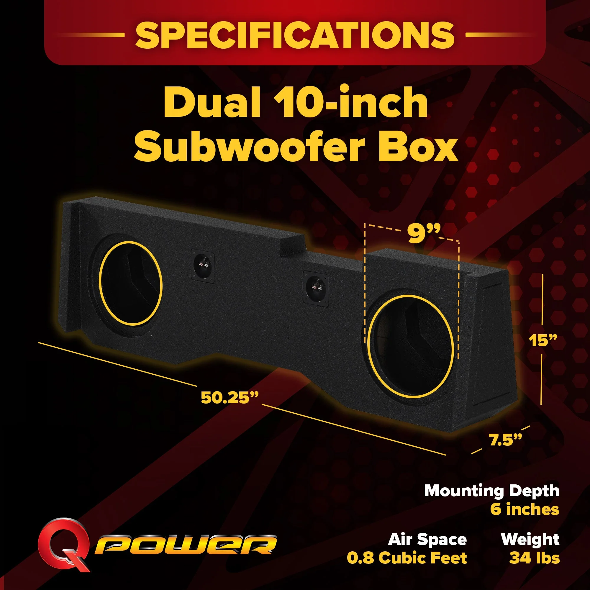 QPower Dual 10" Sub Box - Chevy Silverado Crew Cab & GMC Sierra Crew Cab 14-18 - Image 3
