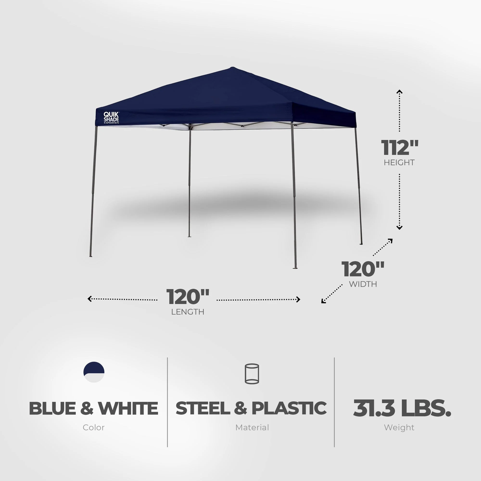 Quik Shade 10 Foot by 10 Foot Instant Canopy Accommodates Up to 12 People, Blue - Image 3