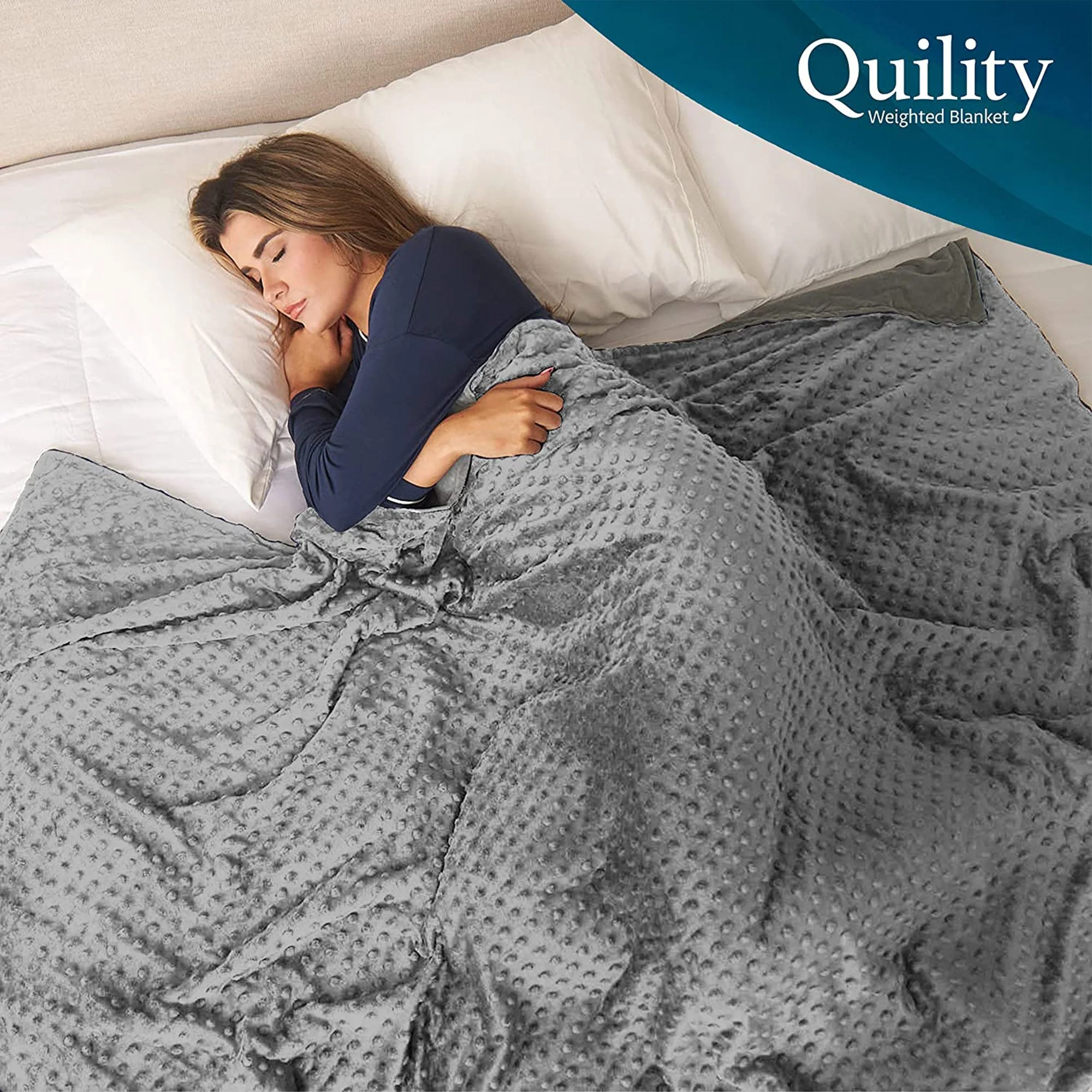 Quility 20 Pound Weighted Blanket Duvet Cover for Adults, F/Q 60" x 80," Gray - Image 2