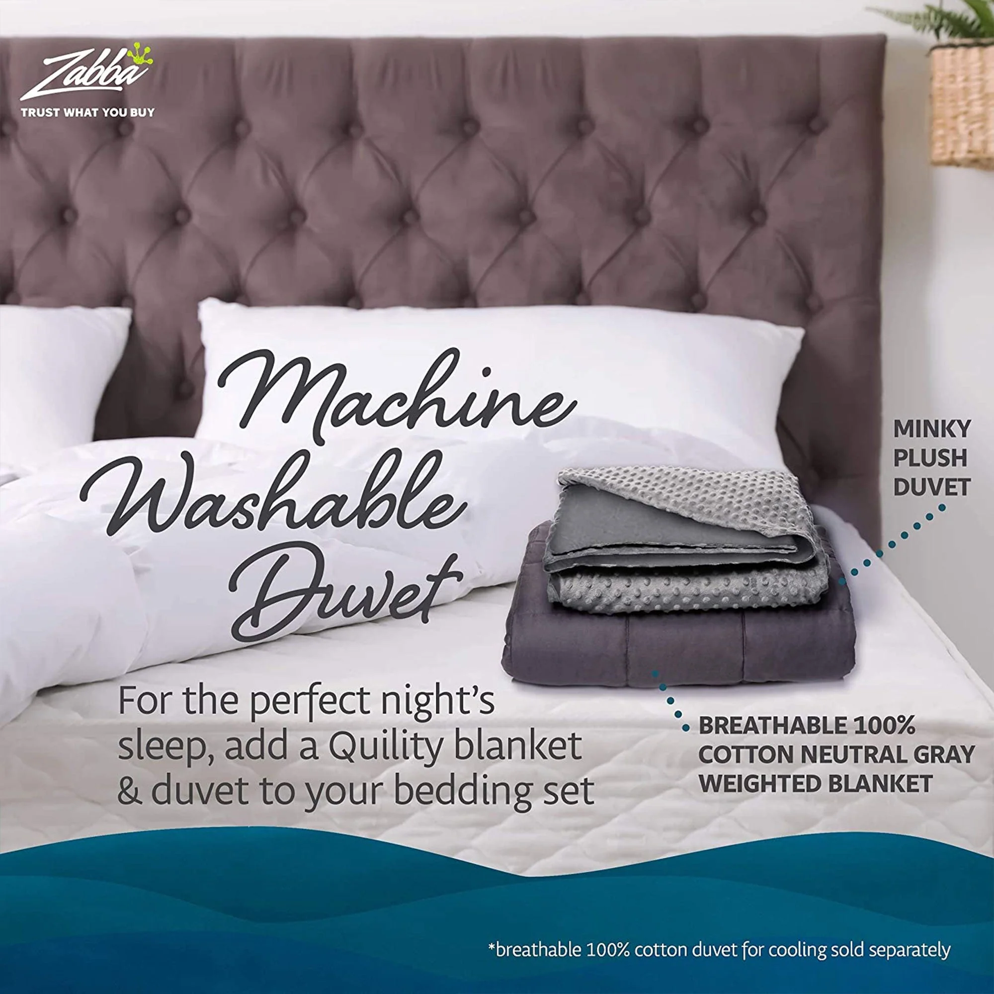 Quility 30 Pound Weighted Blanket Duvet Cover for Adults, King 86" x 92," Navy - Image 8