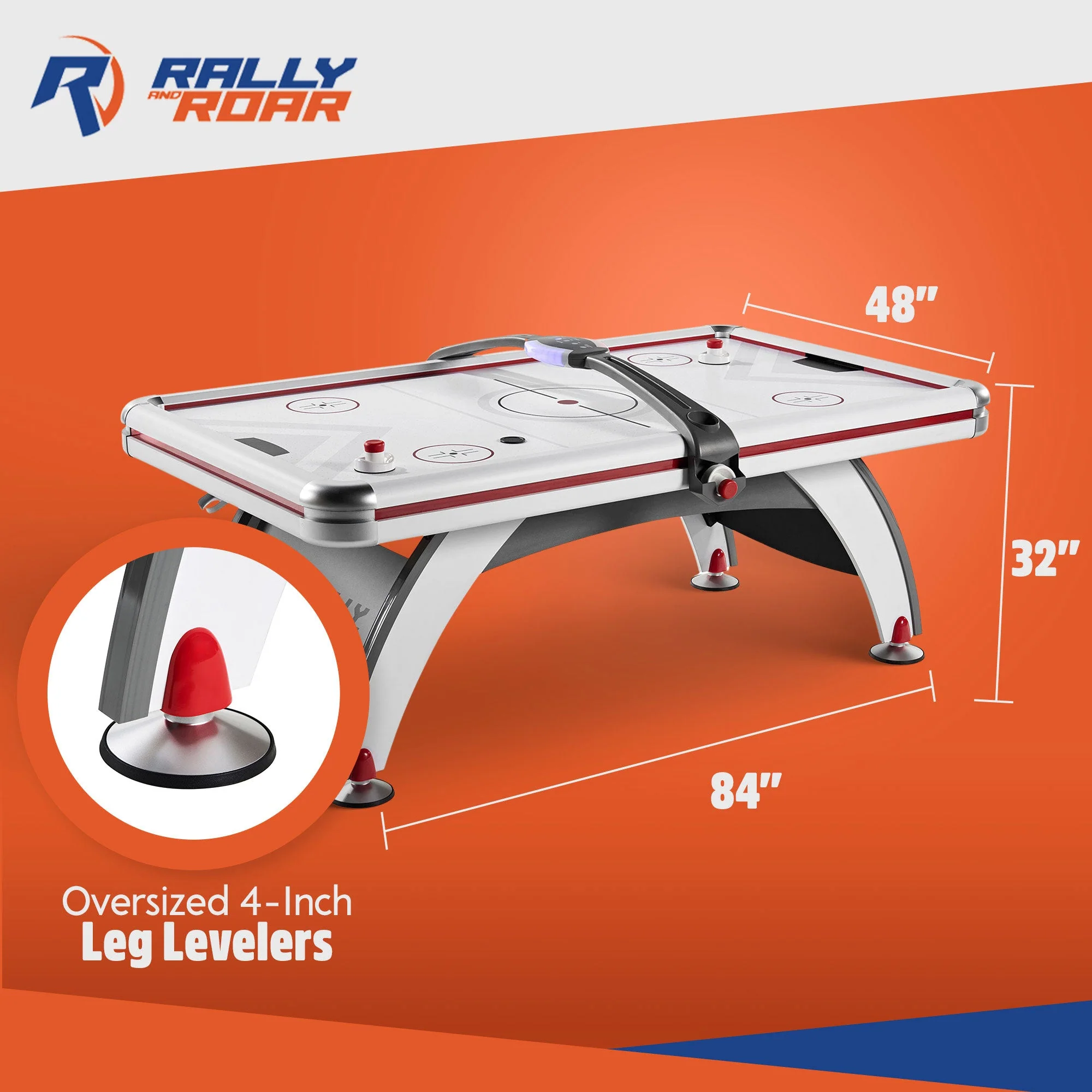 Rally and Roar 7 Foot Air Powered Hockey Table w/ Electronic Scorer, 2 Pucks and 2 Pushers - Image 3