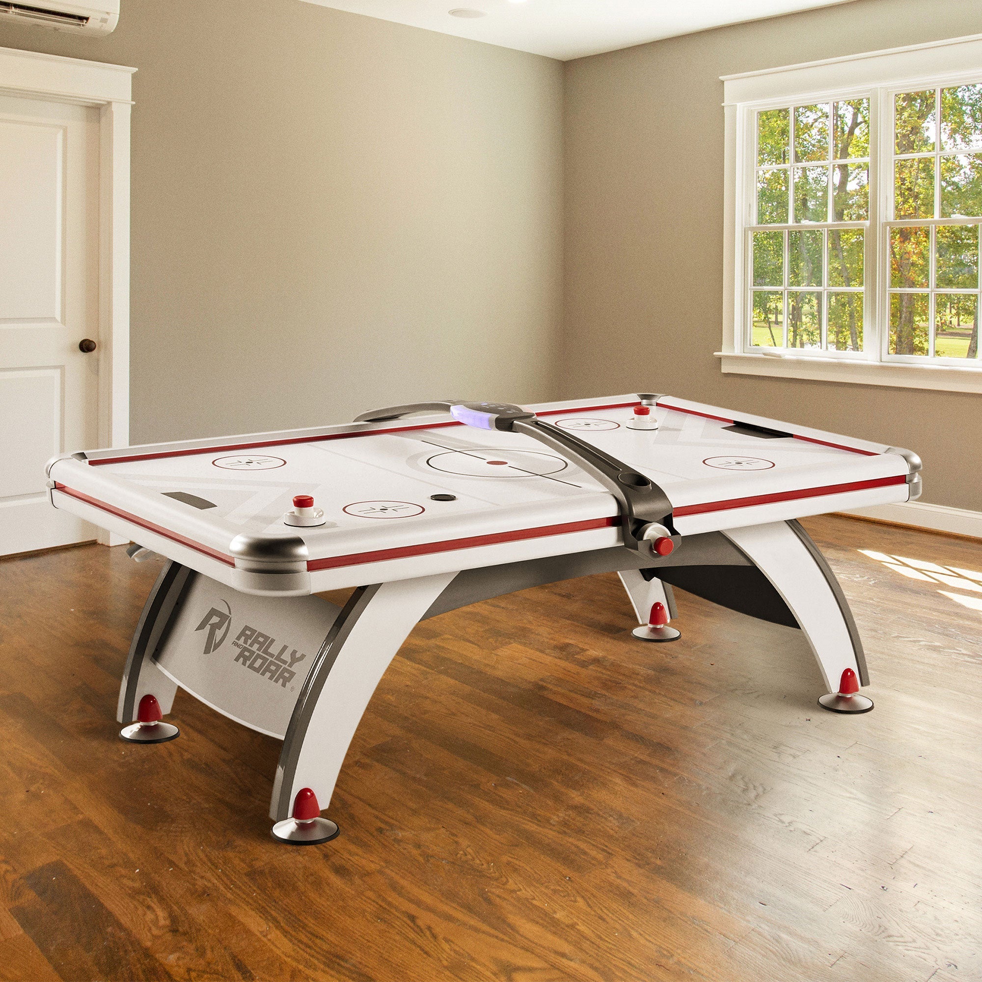 Rally and Roar 7 Foot Air Powered Hockey Table w/ Electronic Scorer, 2 Pucks and 2 Pushers - Image 4
