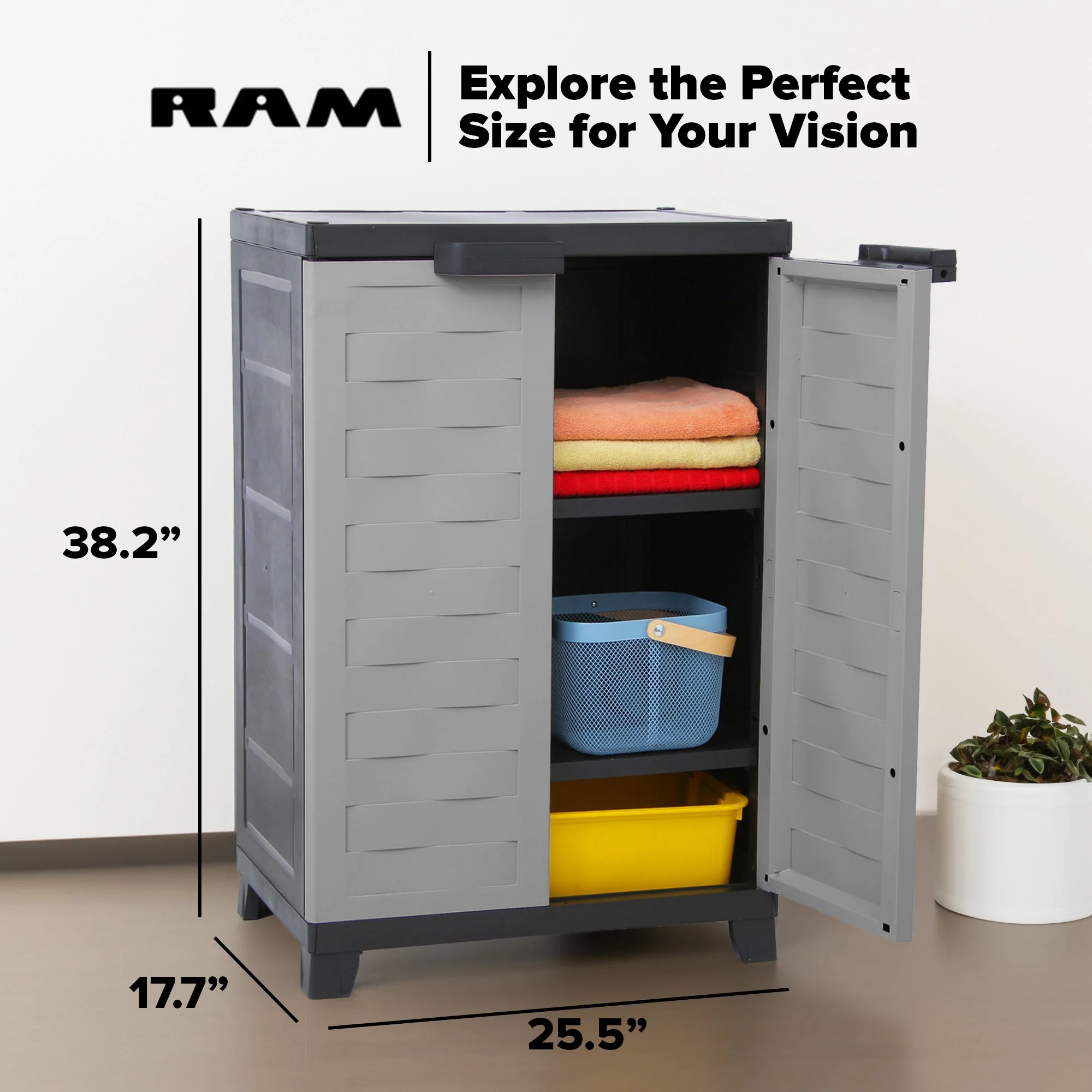 RAM Quality Products PREMIUM Utility 2 Shelf Lockable Storage Cabinet, Gray - Image 10