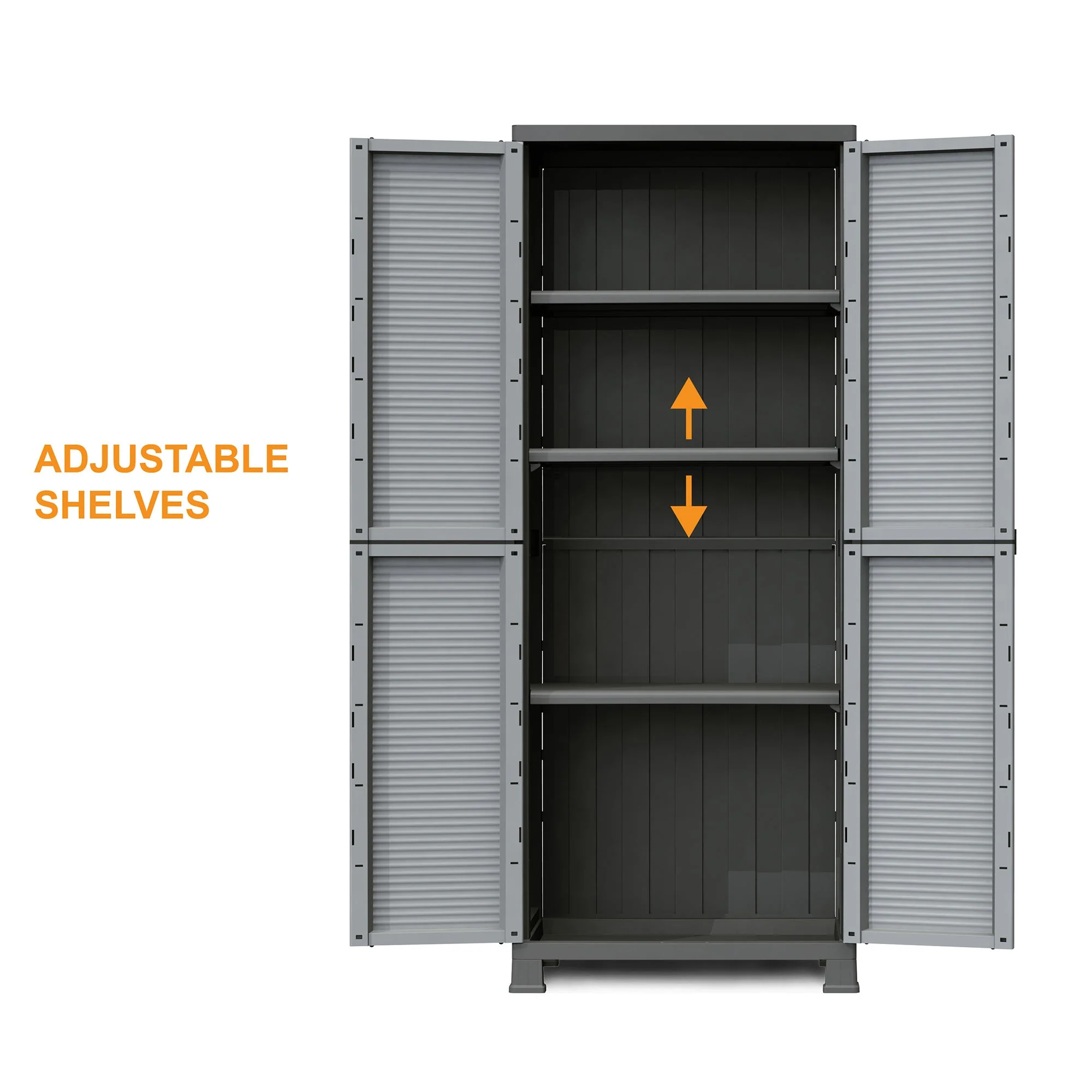 RAM Quality Products PRESTIGE UTILITY 3 Shelf Lockable Storage Cabinet, Gray - Image 2