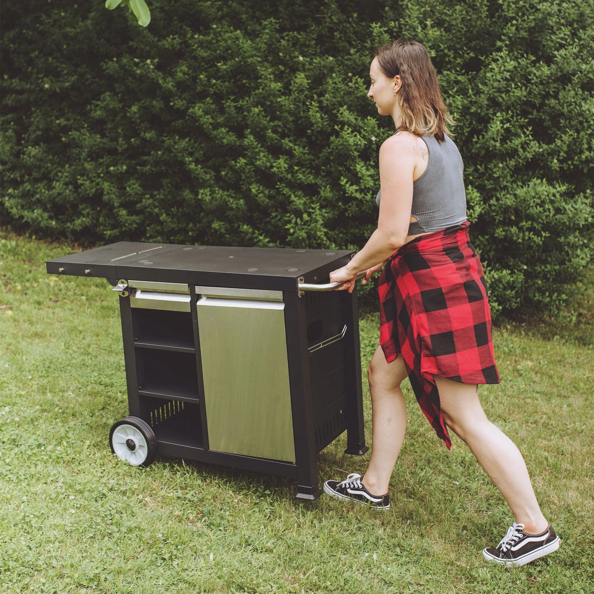 Razor Universal Rolling Prep Cart and 34.5 In Triple Burner LP Propane Gas Grill - Image 8