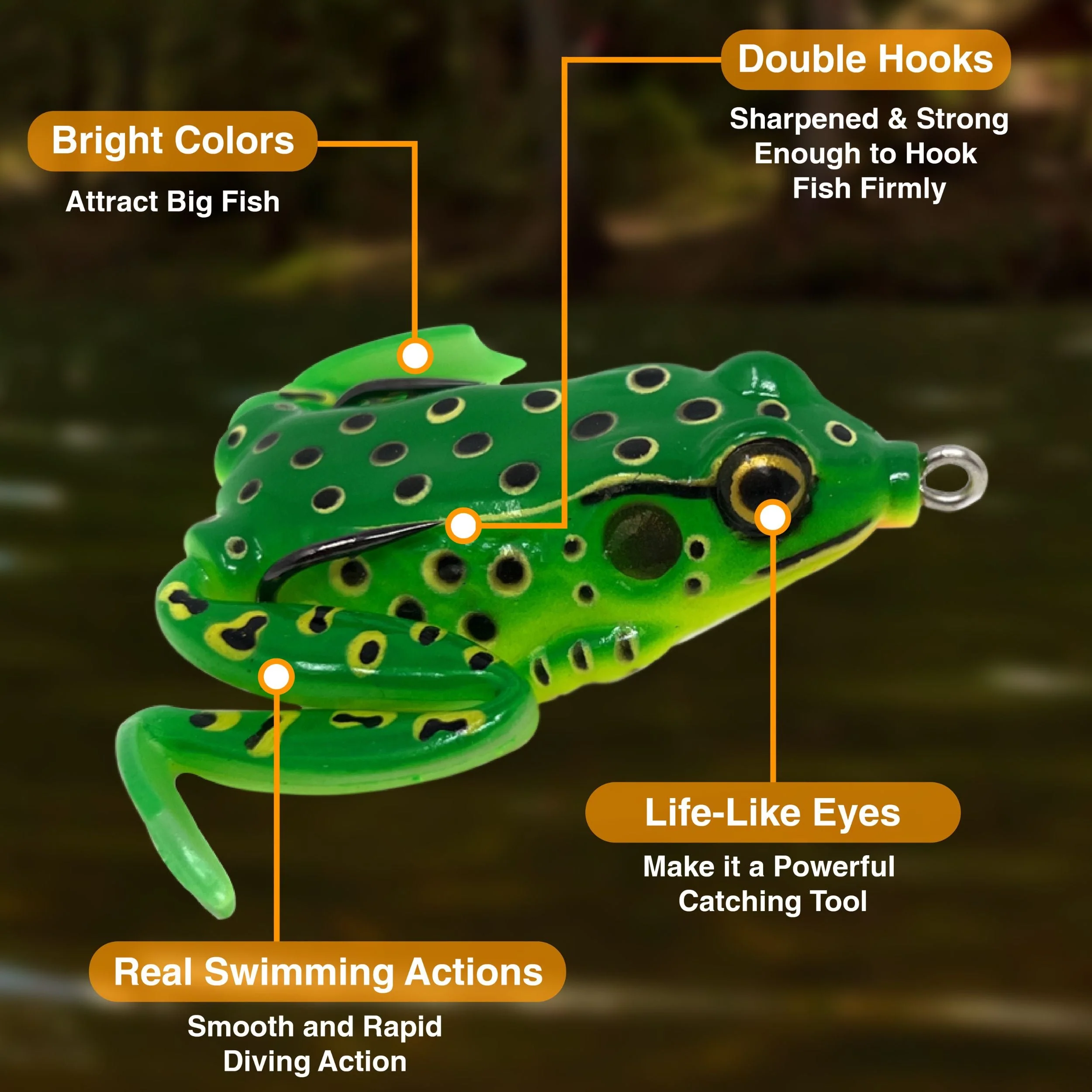 Reaction Tackle 2.25" Hollow Body Frogs with Swimming Legs (2-Pack) - Image 23