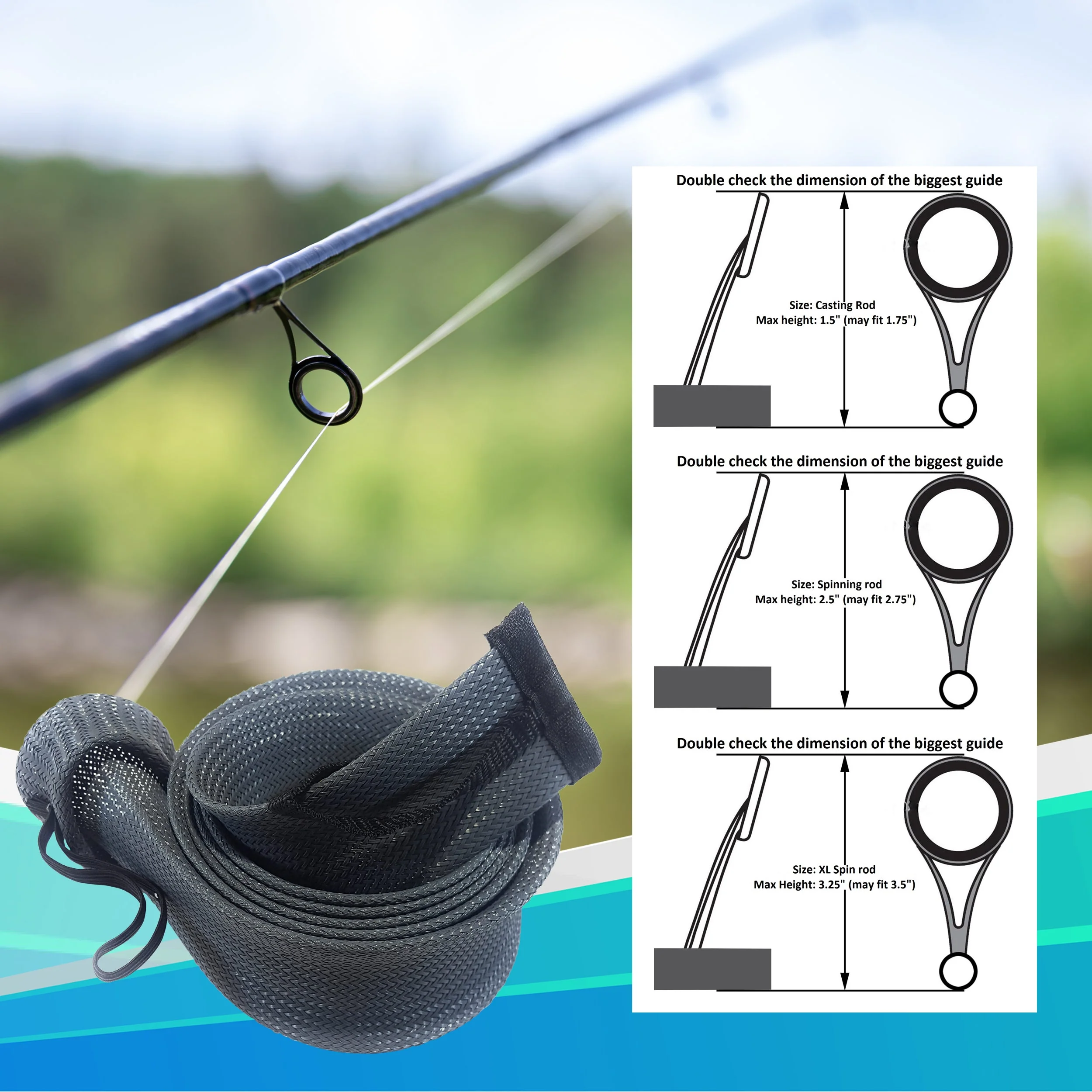 Reaction Tackle Fishing Rod Cover / Rod Sleeve / Rod Sock (2-Pack) - Image 22
