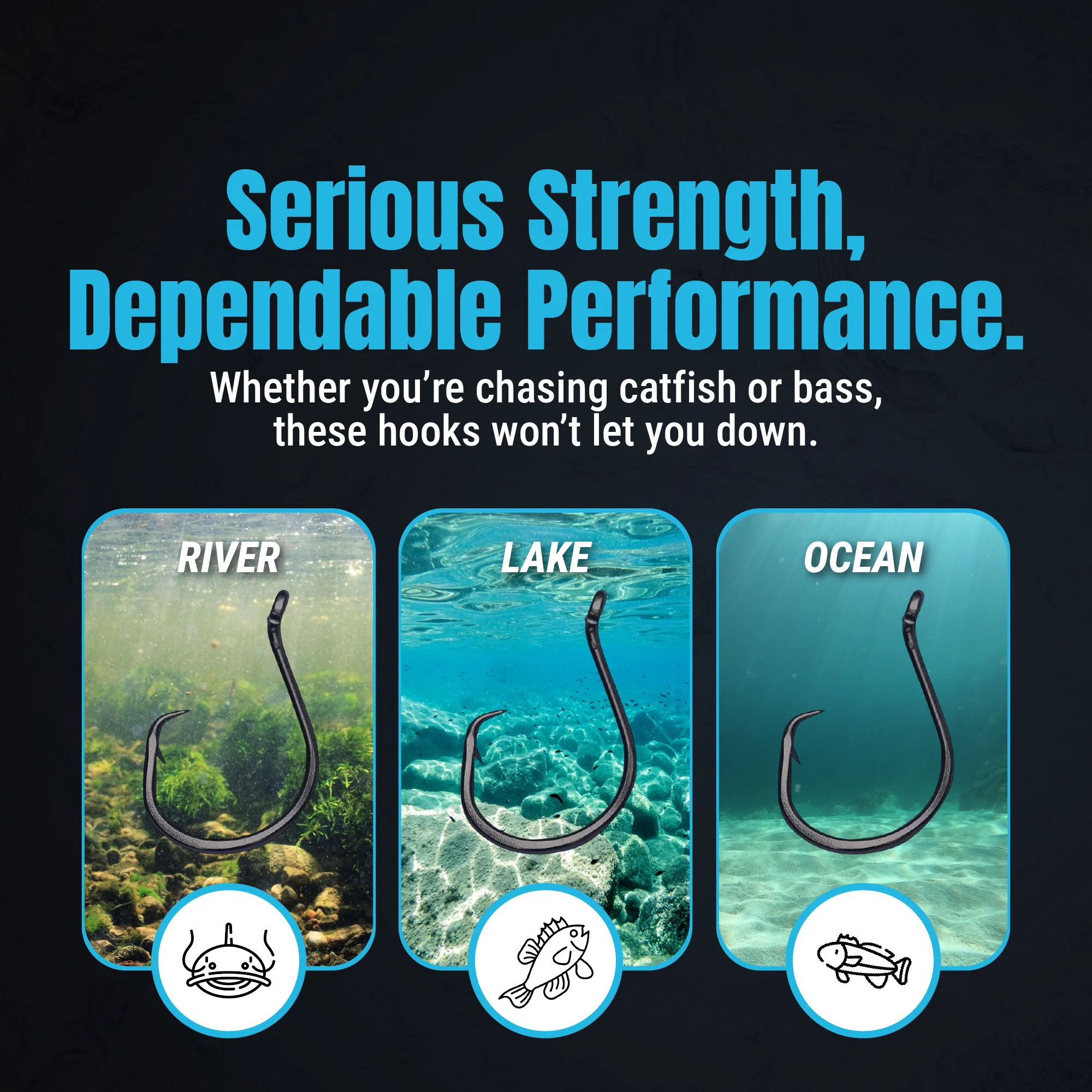 Reaction Tackle Heavyweight Catfish Circle Hooks - Offset Octopus Hooks (25 Pack) - New - Image 12