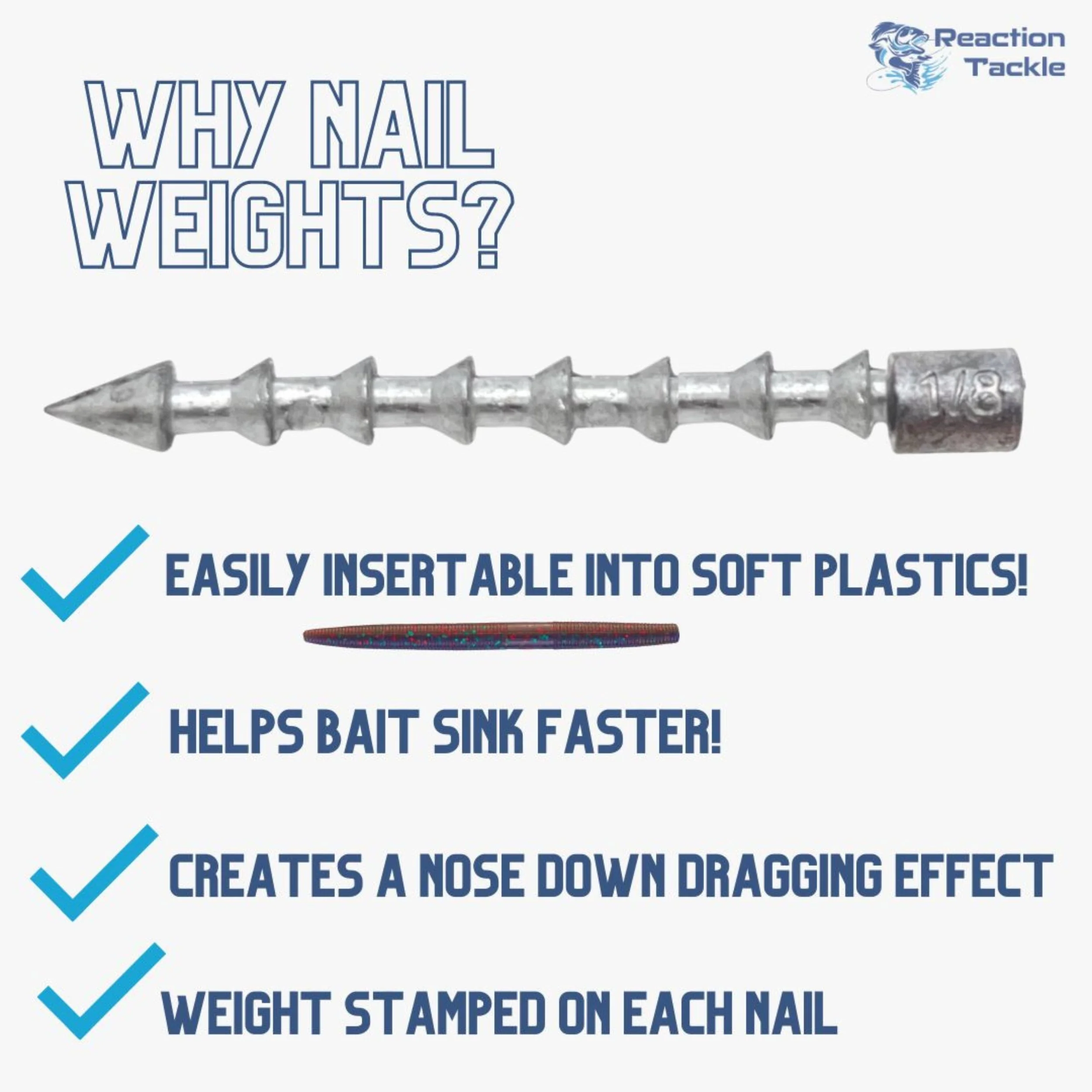Reaction Tackle Lead Nail Weights/Insert Sinkers - Image 6