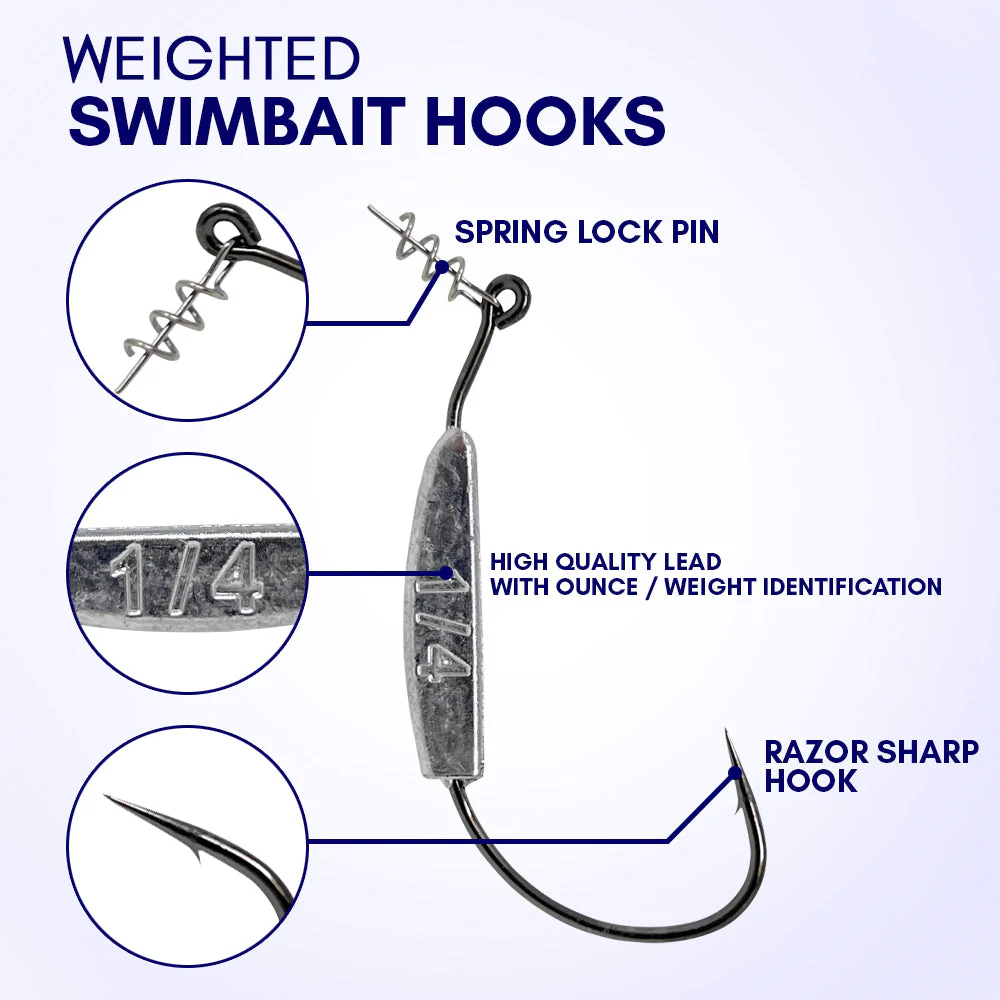 Reaction Tackle Lead Weighted Swimbait Hooks (10-PACK) - Image 9