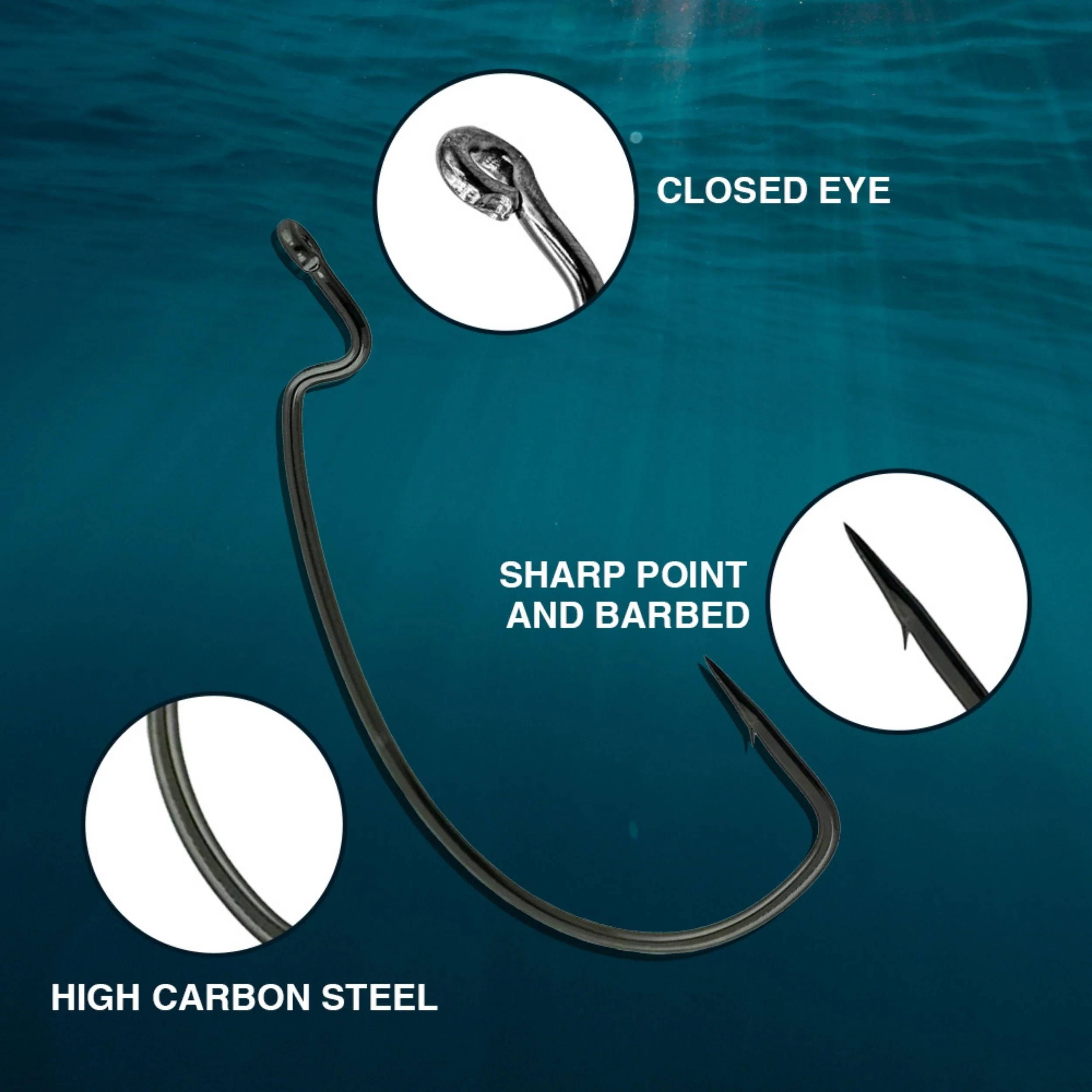 Reaction Tackle Offset EWG Worm Hooks (25-Pack) - Image 5