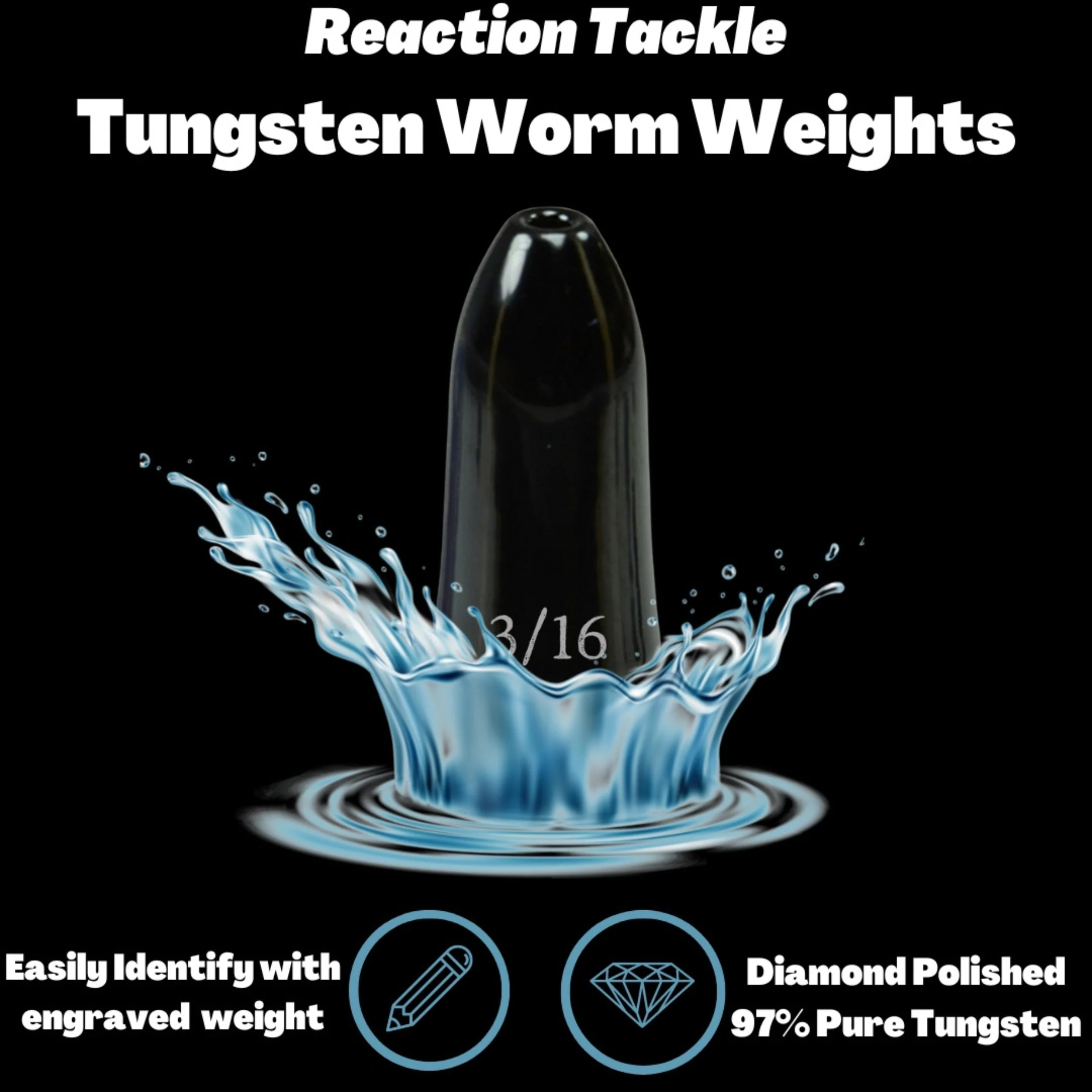 Reaction Tackle Tungsten Worm Weights / Bullet Shaped Sinkers - Image 5