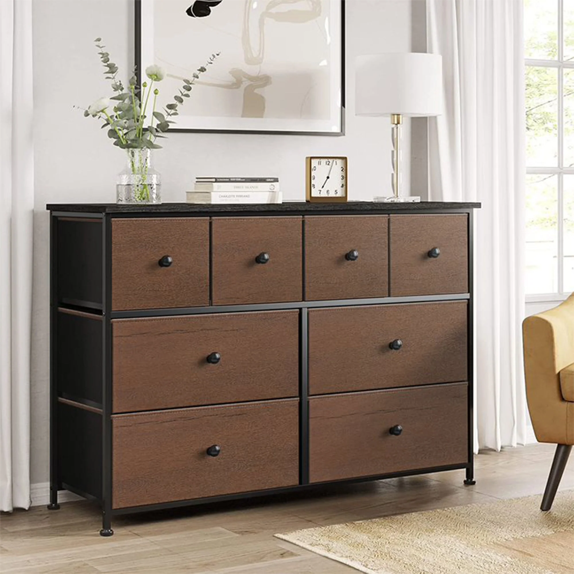 REAHOME 8 Drawer Steel Frame Bedroom Storage Organizer Chest Dresser, Espresso - Image 6