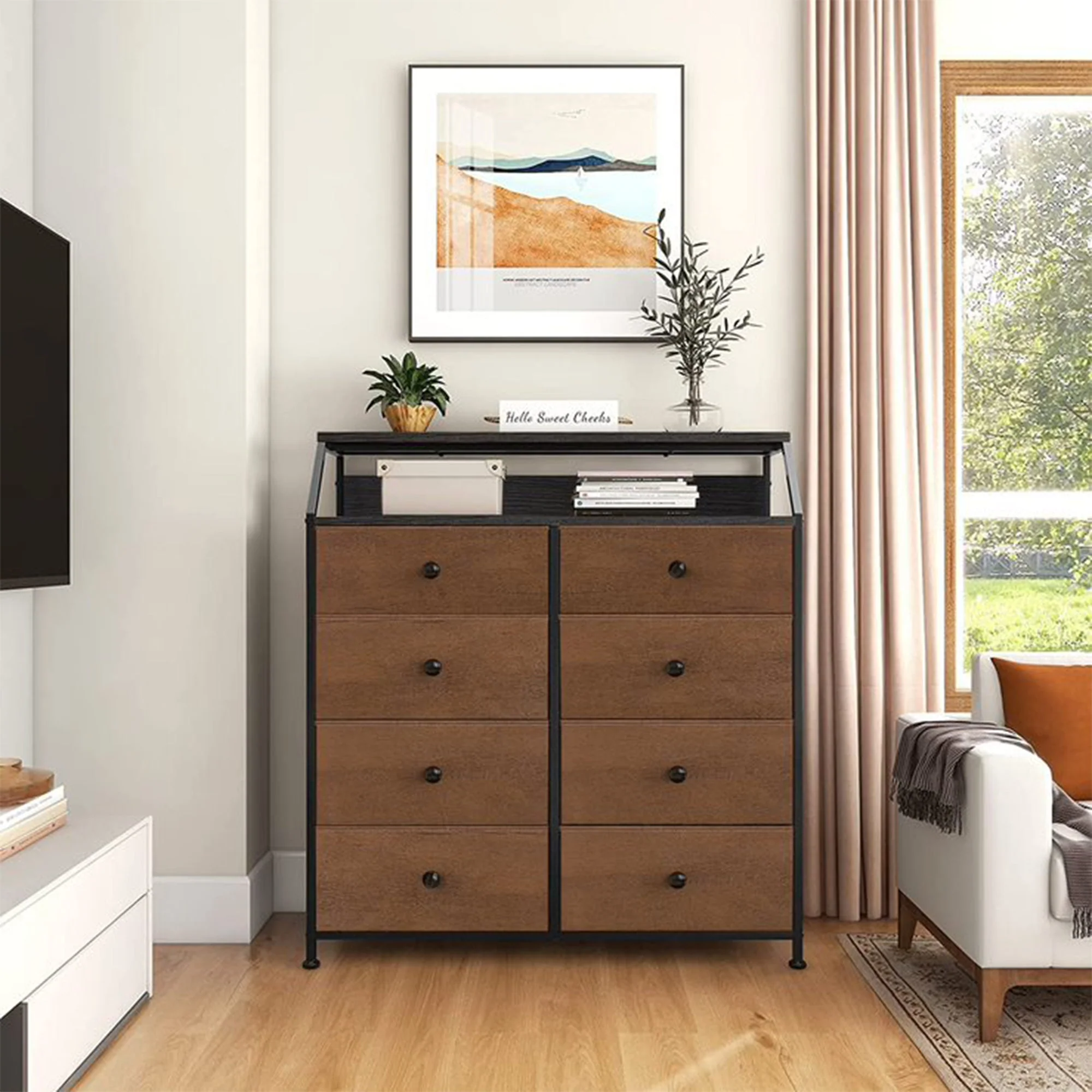 REAHOME 8 Drawer Wood Top Storage Dresser with 2 Drawer Organizers, Espresso - Image 11