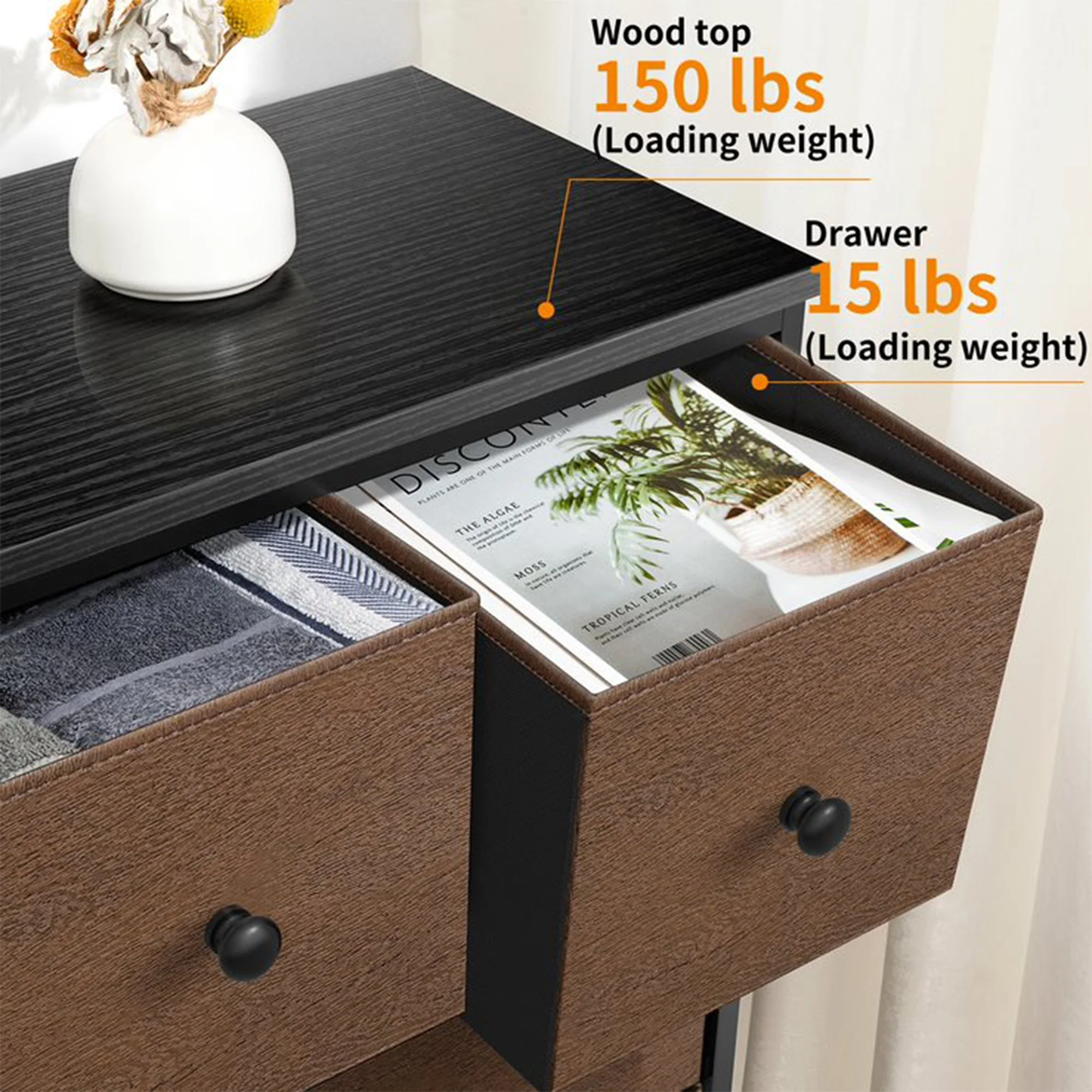REAHOME 9 Drawer Steel Frame Bedroom Storage Organizer Chest Dresser, Espresso - Image 4