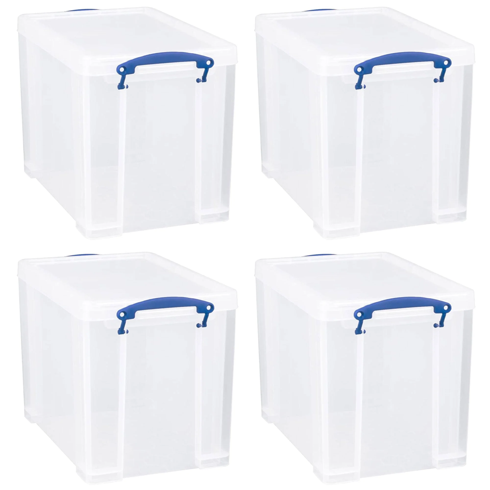 Really Useful Box 19L Storage Container with Lid and Clip Lock Handles, (4 Pack)
