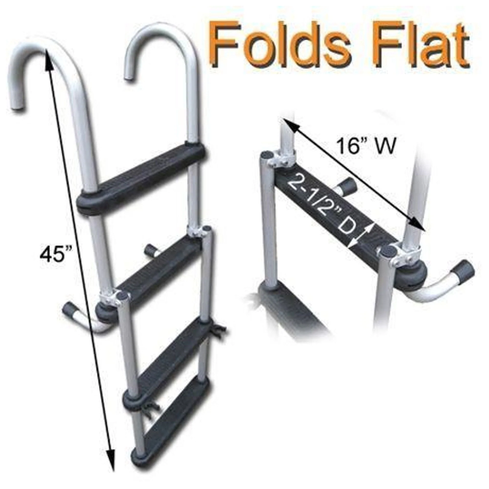 RecPro Compact Space Saving Aluminum 4-Step Pontoon Boat Ladder w/Plastic Steps - Image 7