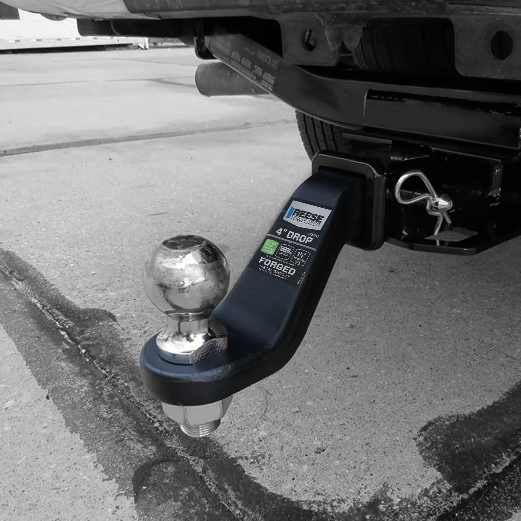 REESE Trailer Hitch Ball Mount, Fits 2" Receiver, 4" Drop, 16000 lbs, Black - Image 3