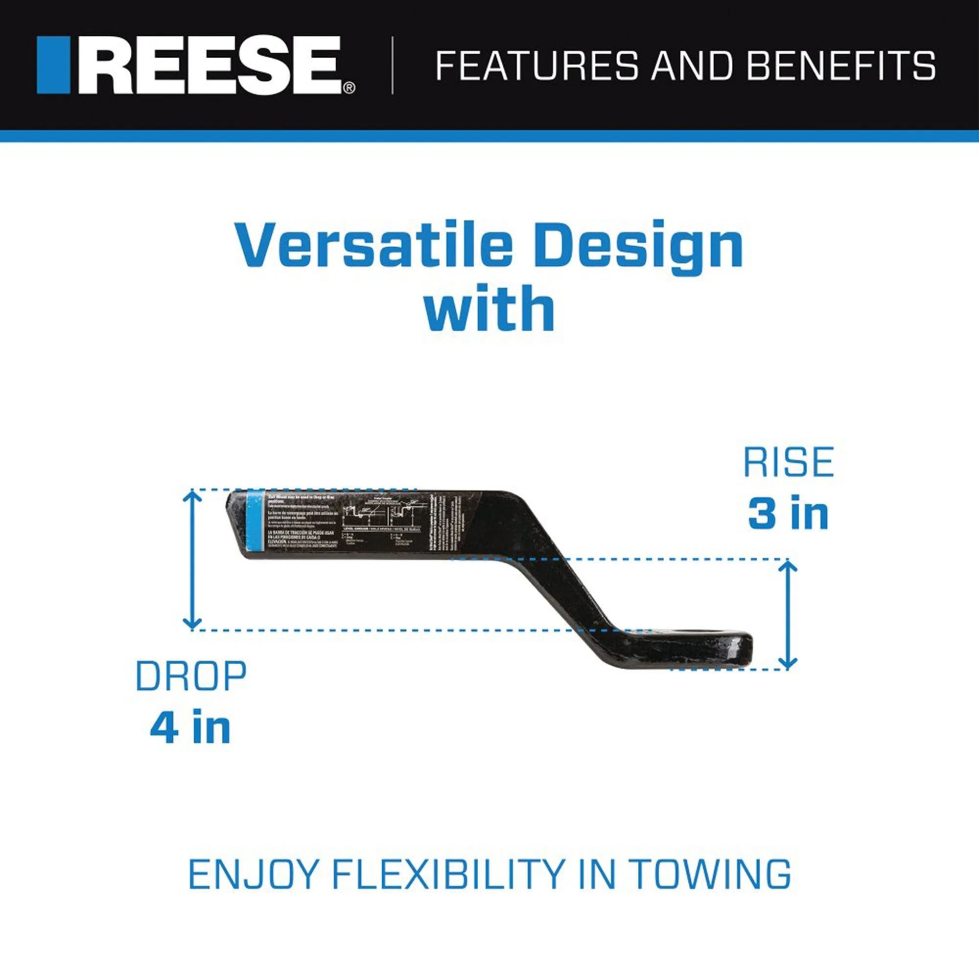 REESE Trailer Hitch Ball Mount, Fits 2" Receiver, 4" Drop, 16000 lbs, Black - Image 4
