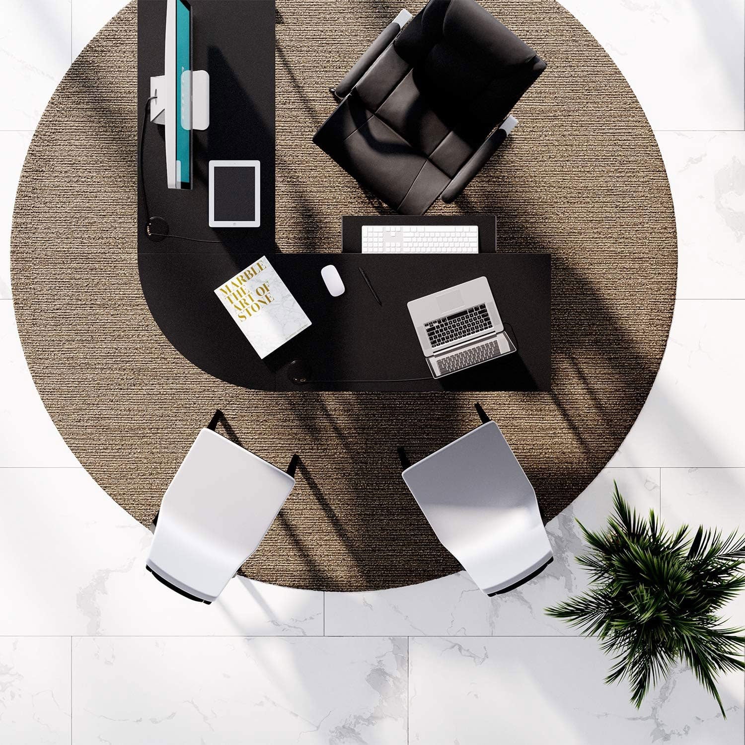 RIF6 L Shaped Modern Computer Office Desk w/ Keyboard Tray, Easy Assembly, Black - Image 2