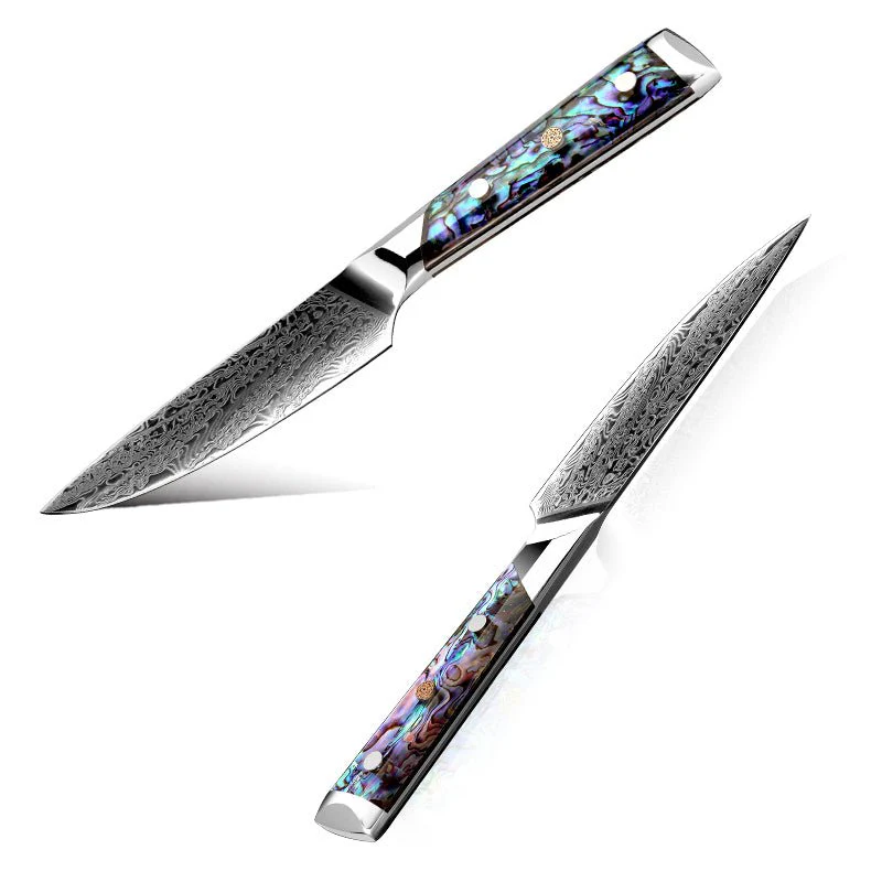 Ronin Chef Knife VG10 Damascus Petty Knife with Abalone Shell Handle - Image 3