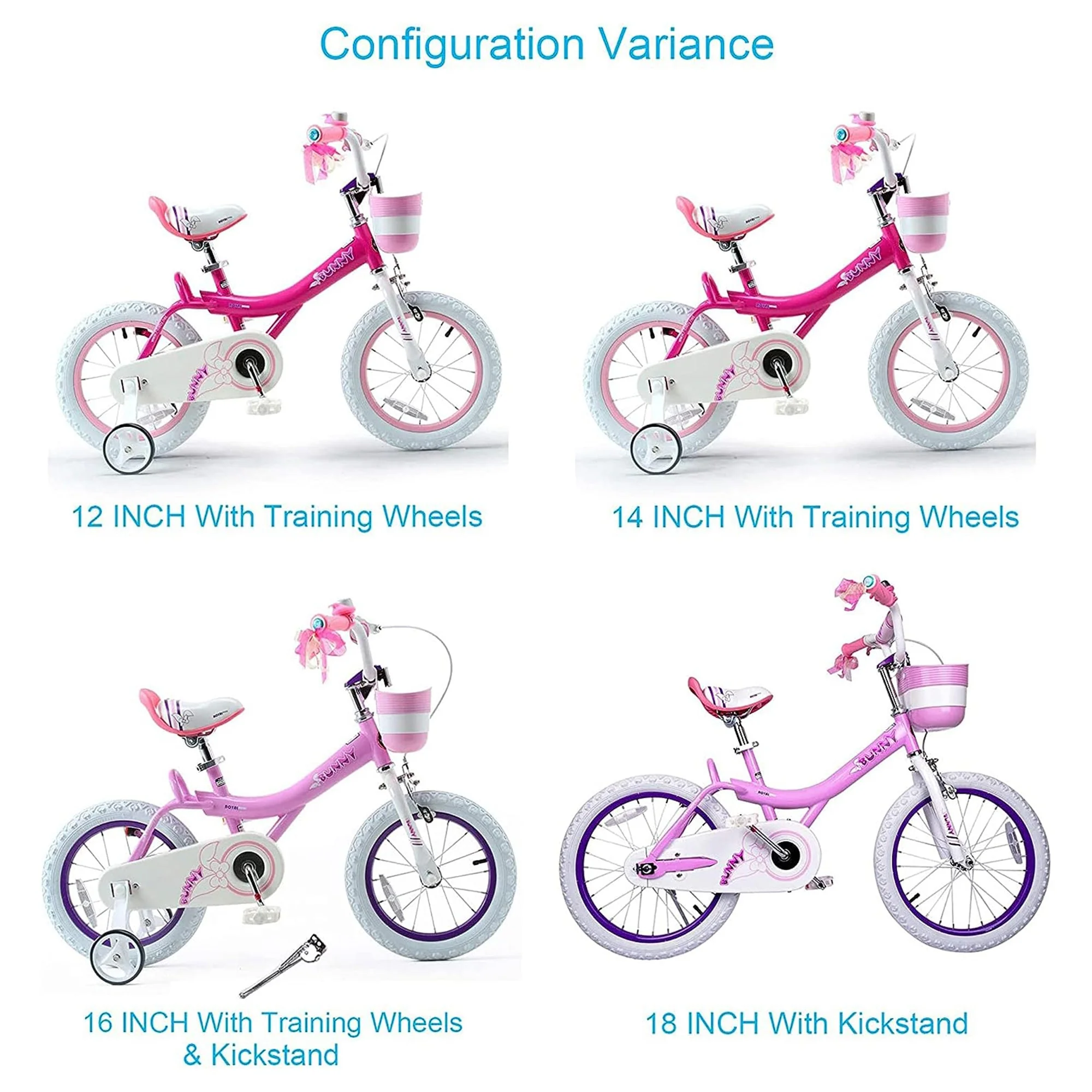 RoyalBaby Bunny 18" Kids Bike with Kickstand, Dual Brakes, Basket & Bell, Pink - Image 2