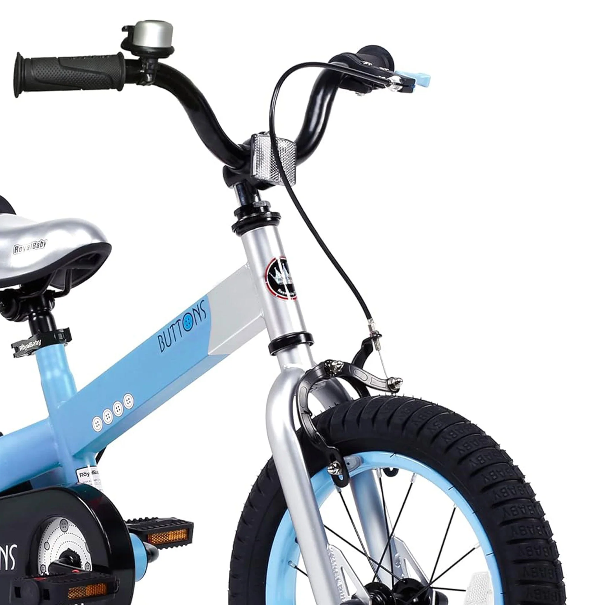 RoyalBaby Buttons 14 Inch Kids Bike with Training Wheels and Coaster Brake, Blue - Image 10