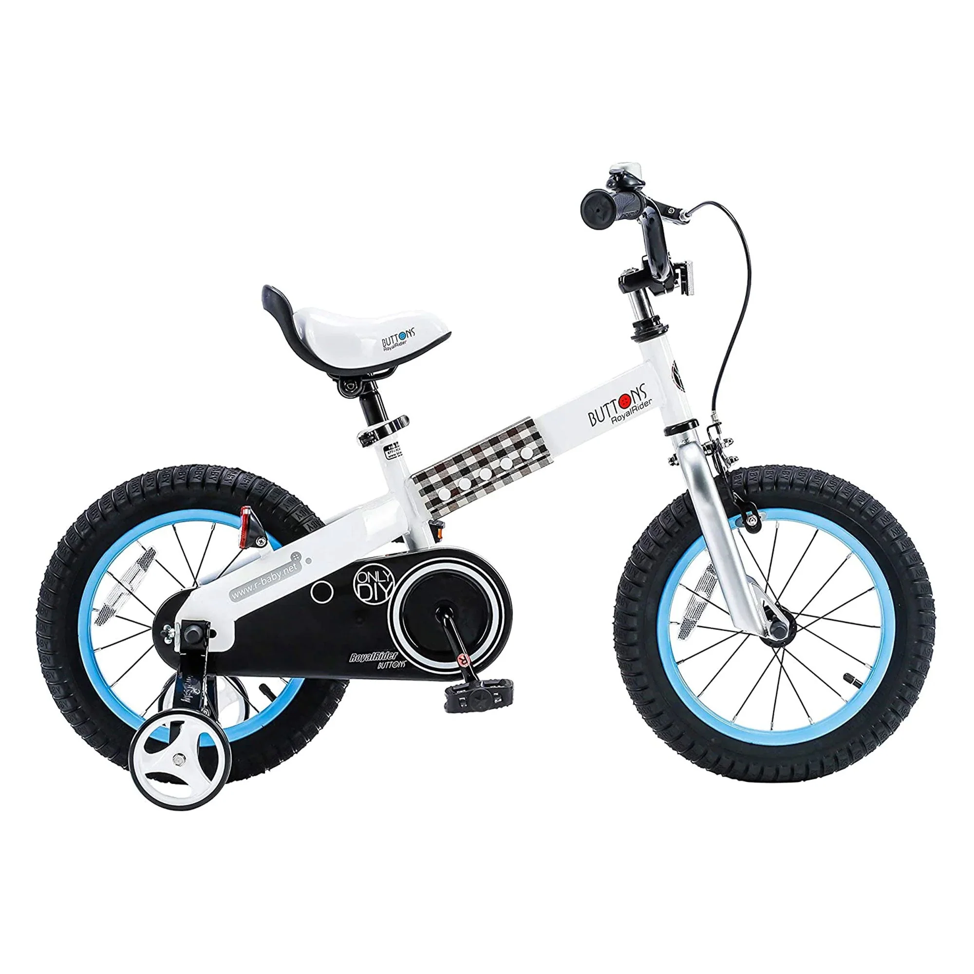 RoyalBaby Buttons 16 Inch Kids Bike with Kickstand and Training Wheels, Blue - Image 2