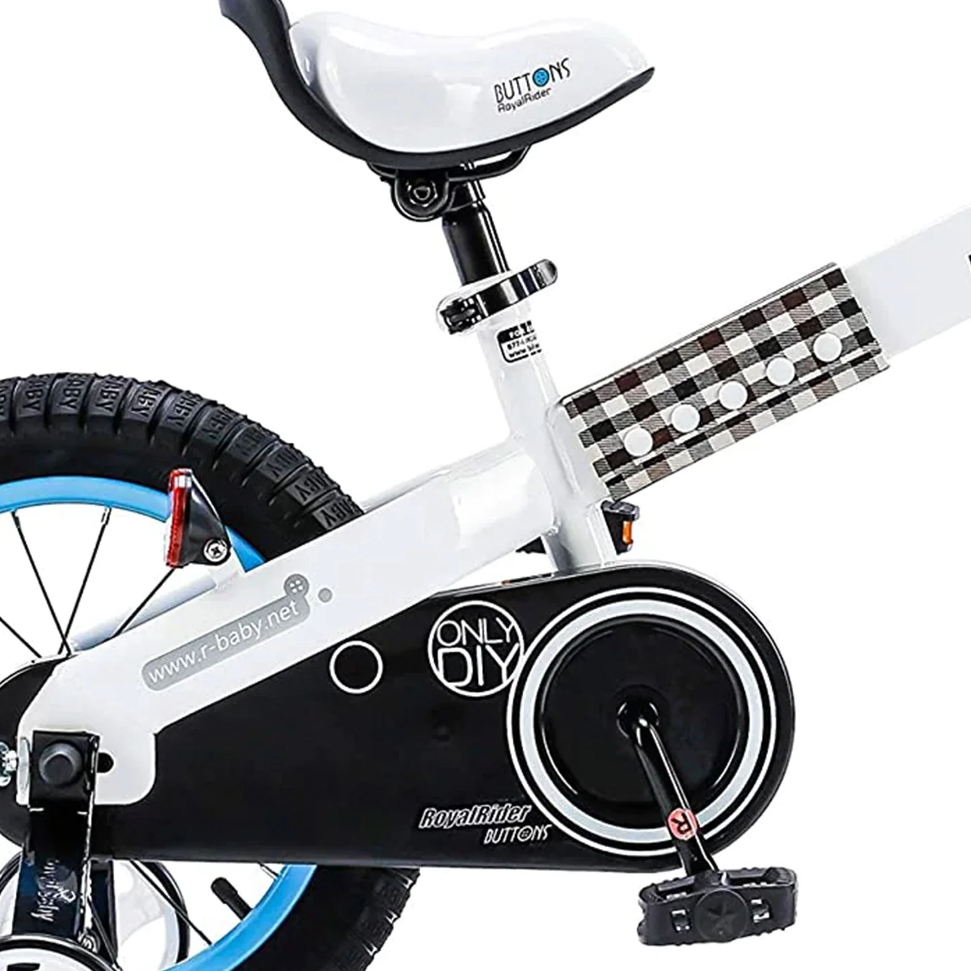 RoyalBaby Buttons 16 Inch Kids Bike with Kickstand and Training Wheels, Blue - Image 3