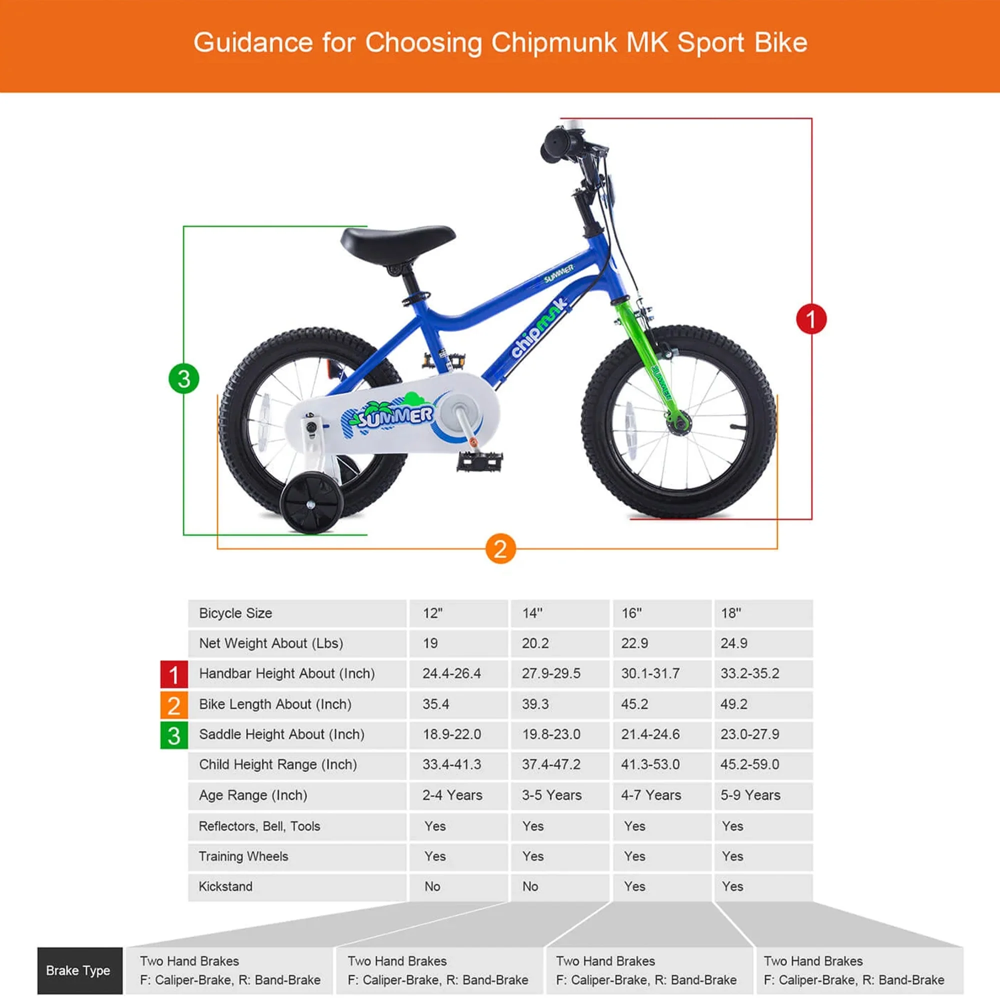 RoyalBaby Chipmunk 12" Toddler Kids Bike with Training Wheels & Bell, Blue - Image 10