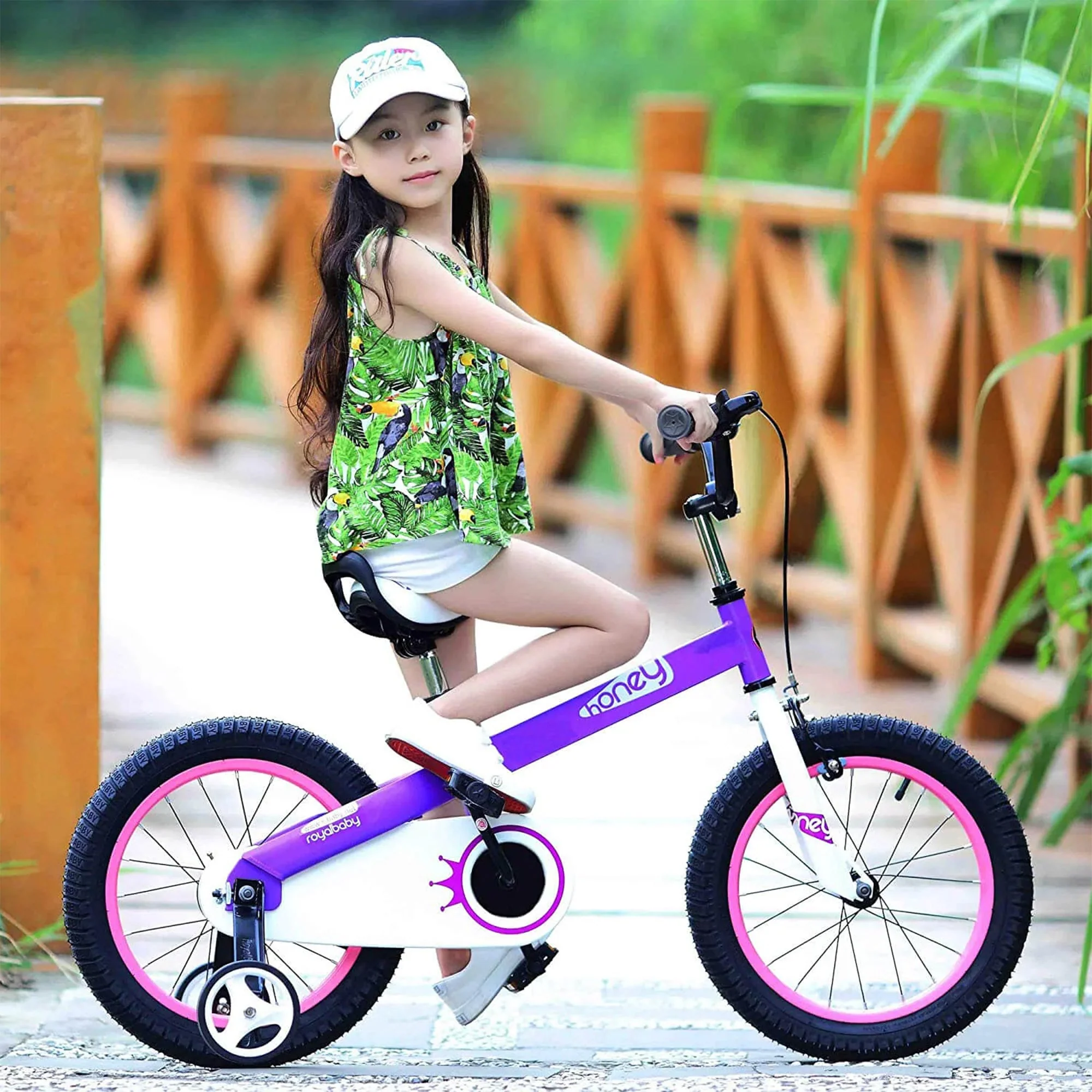 RoyalBaby Cubetube Honey 12 Inch Kids Bike w/Training Wheels & 2 Brakes, Purple - Image 12