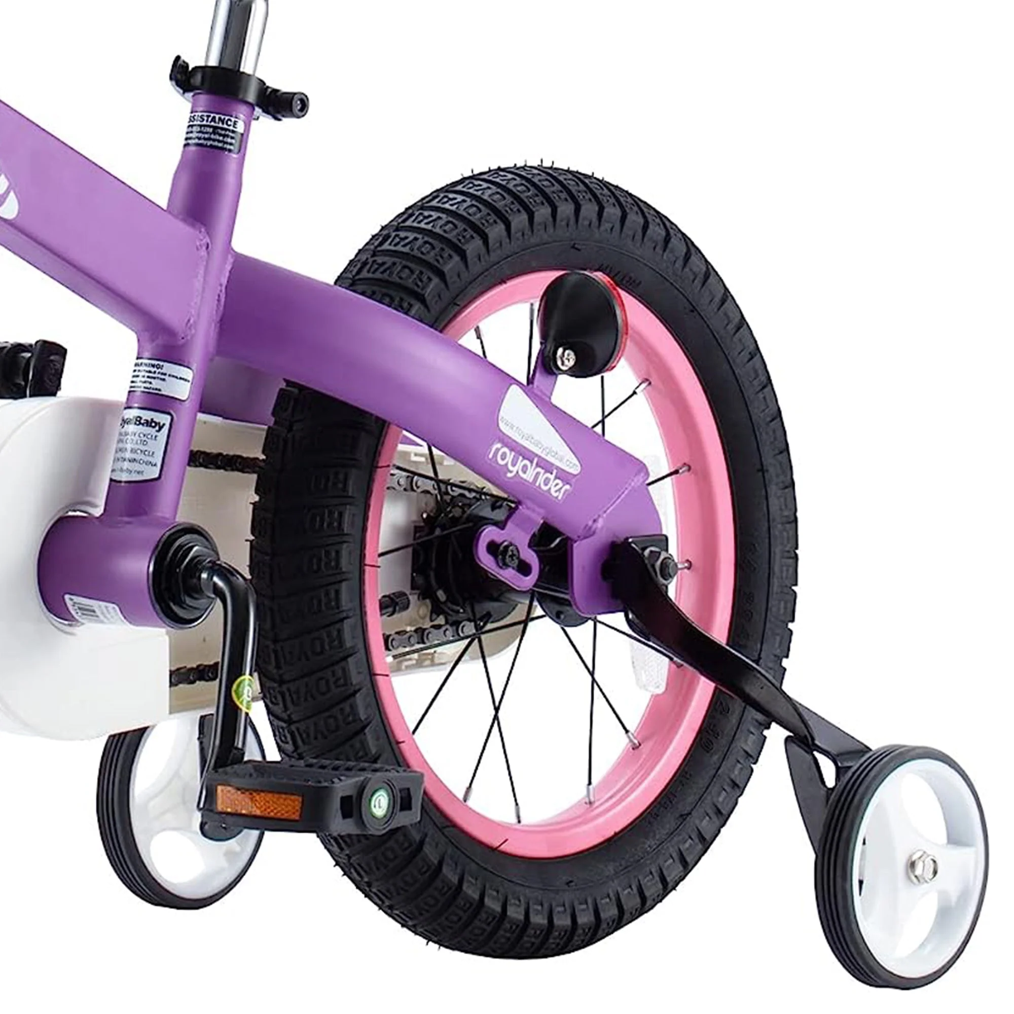 RoyalBaby Cubetube Honey 12 Inch Kids Bike w/Training Wheels & 2 Brakes, Purple - Image 5