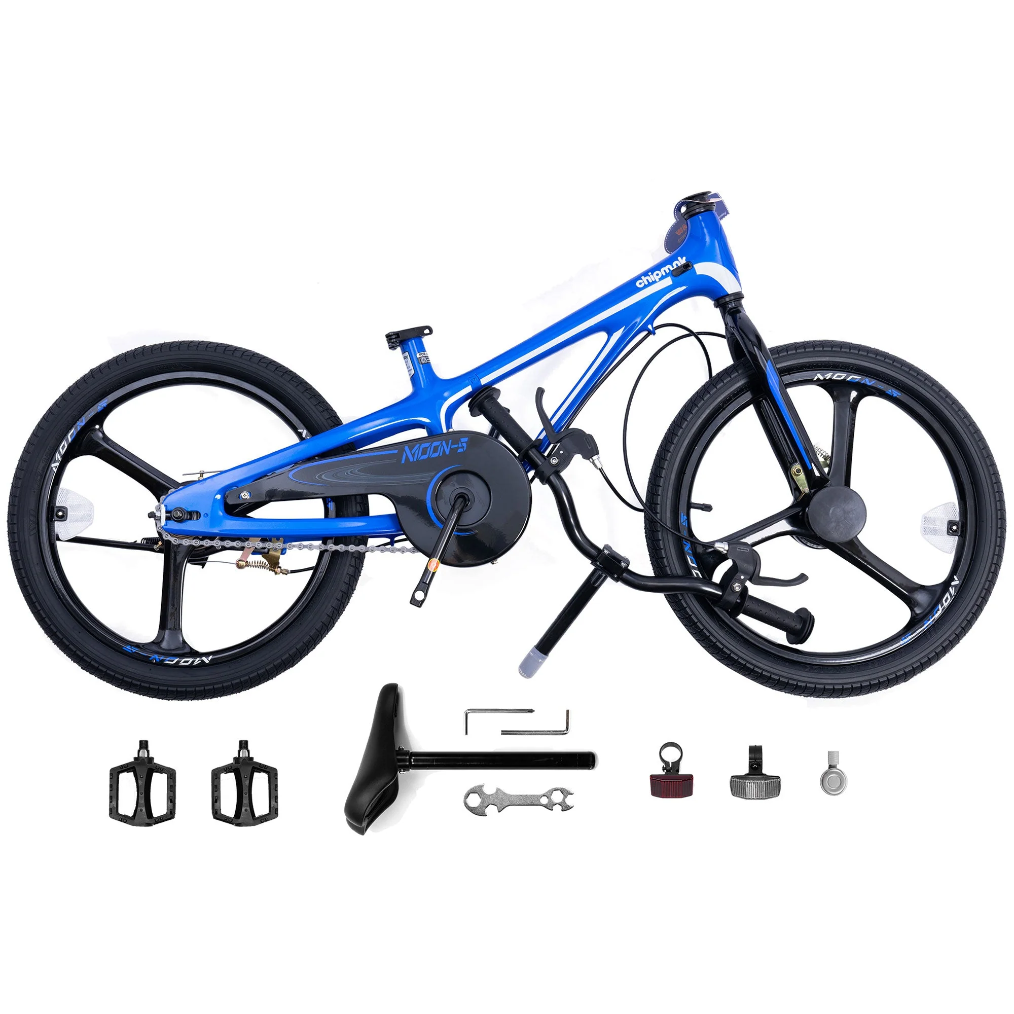RoyalBaby Moon-5 18" Magnesium Kids Bicycle w/Dual Hand Brakes & Kickstand, Blue - Image 2