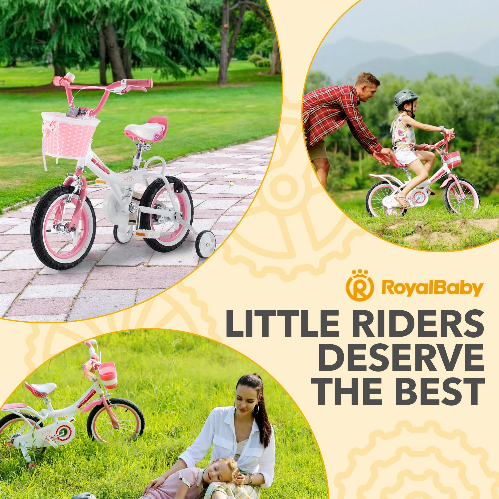 RoyalBaby Princess Girl Kids Bicycle 14" with Training Wheels, Jenny/White Pink - Image 11