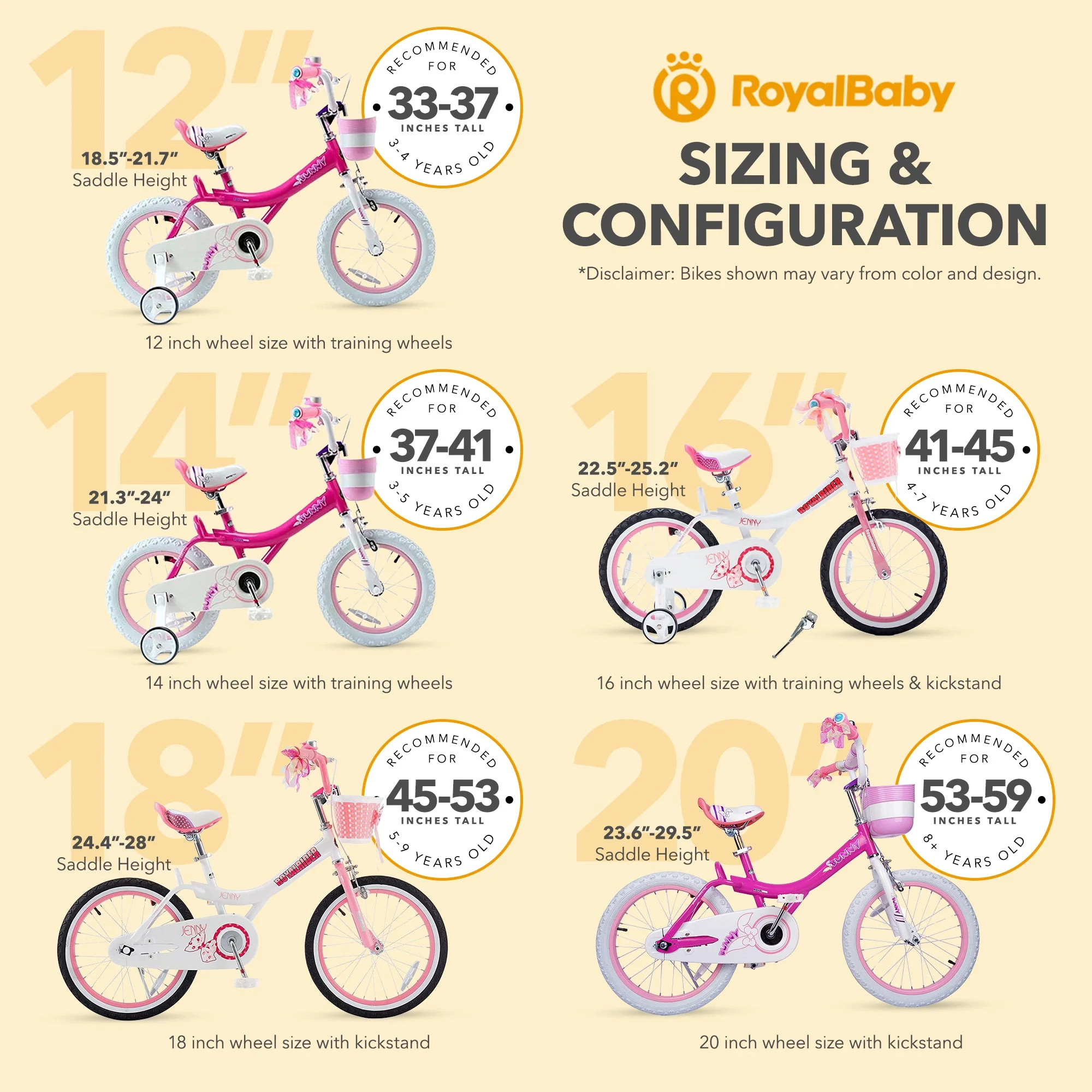 RoyalBaby Princess Girl Kids Outdoor Bicycle 18" with Kickstand, Bunny/Fuchsia - Image 9