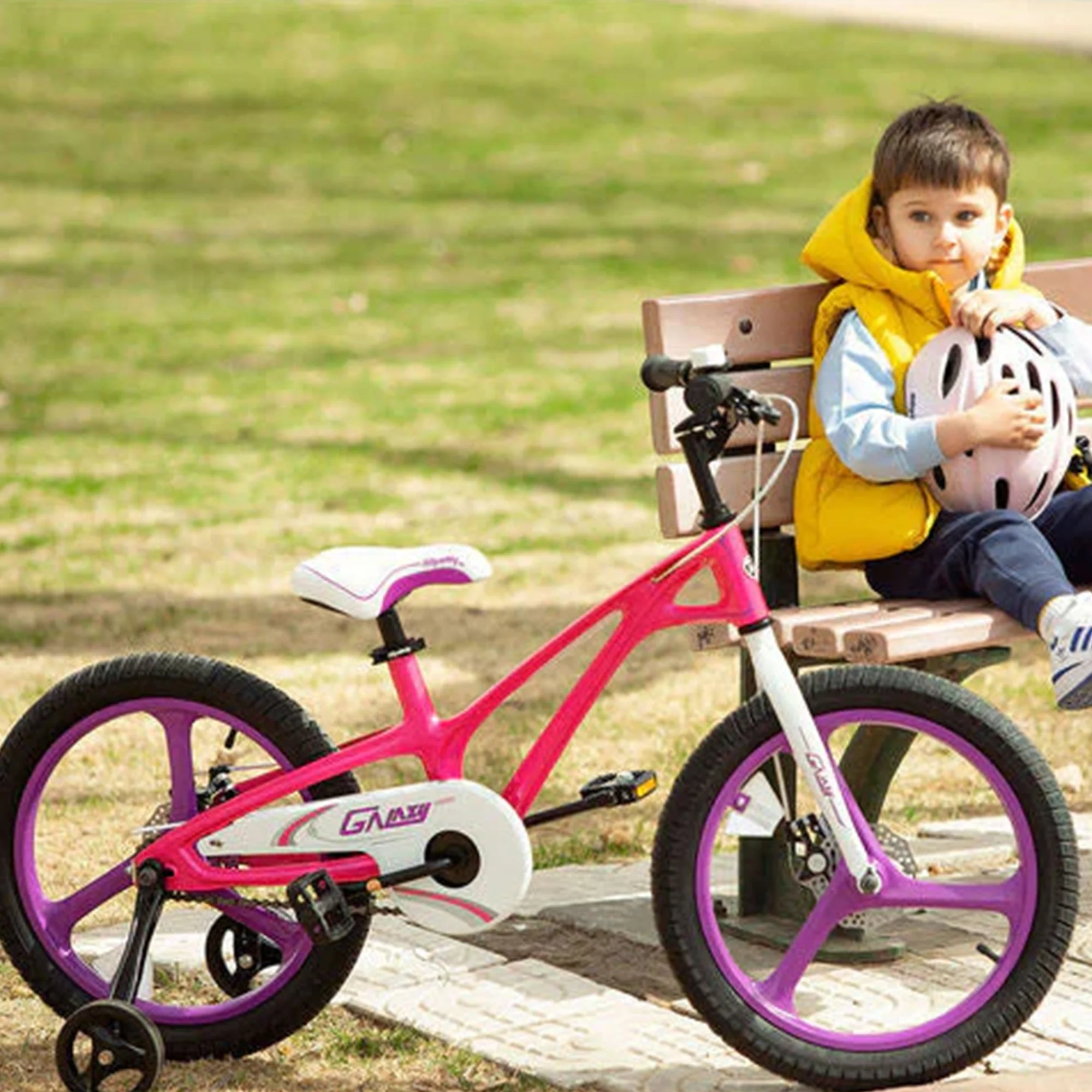 RoyalBaby RoyalMg Galaxy Fleet 14 Inch Kids Bicycle w/ Training Wheels, Fuchsia - Image 11