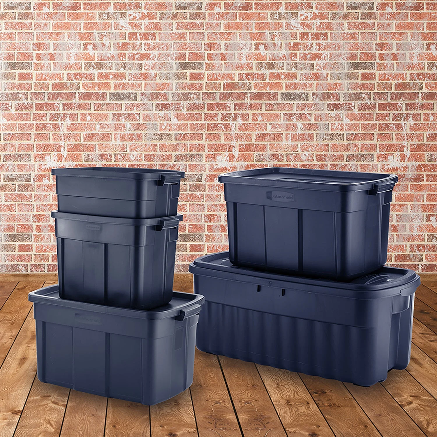 Rubbermaid 10 Gallon Stackable Storage Container, Dark Indigo Metallic (12 Pack) - Image 8