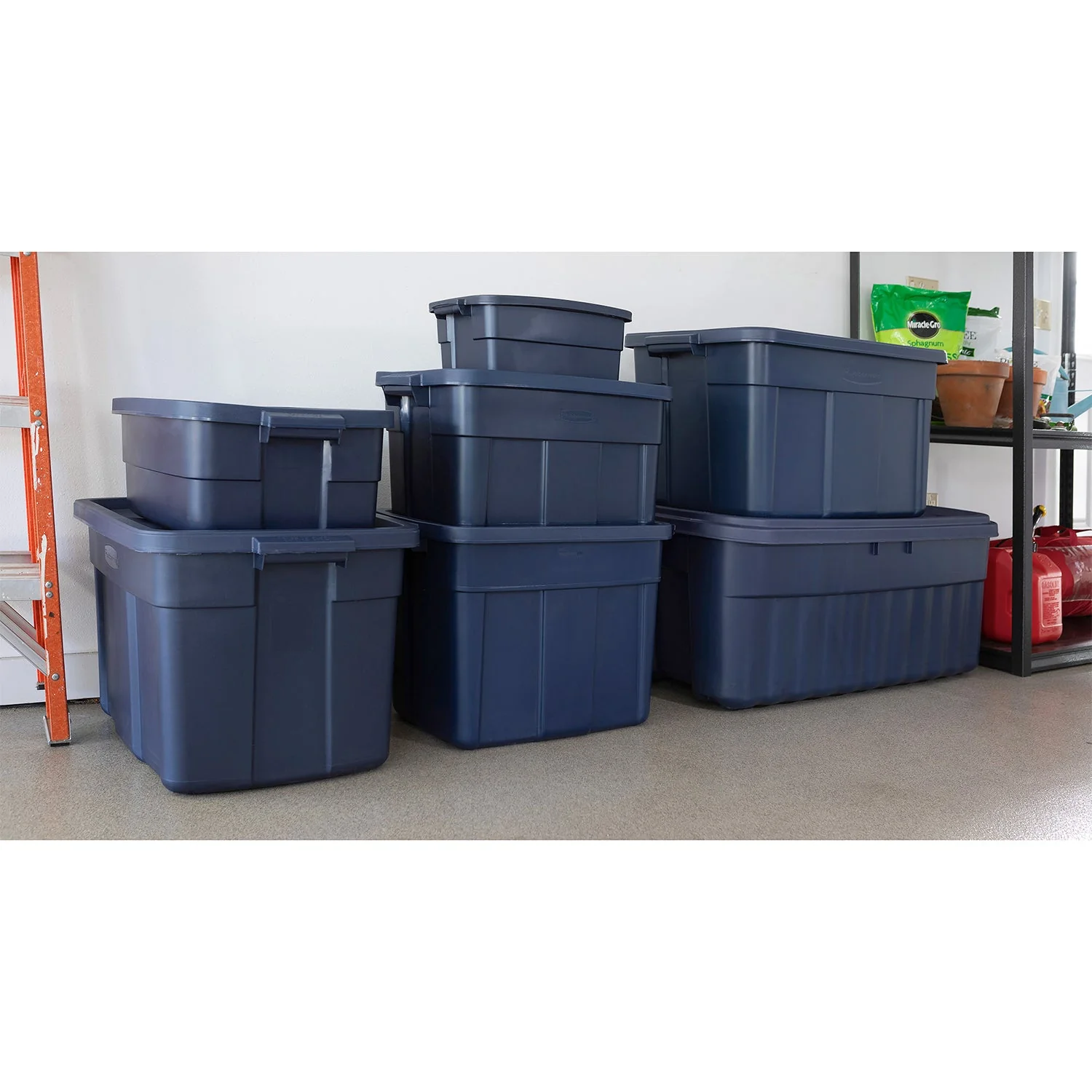 Rubbermaid 18 Gallon Stackable Storage Container, Dark Indigo Metallic (12 Pack) - Image 6