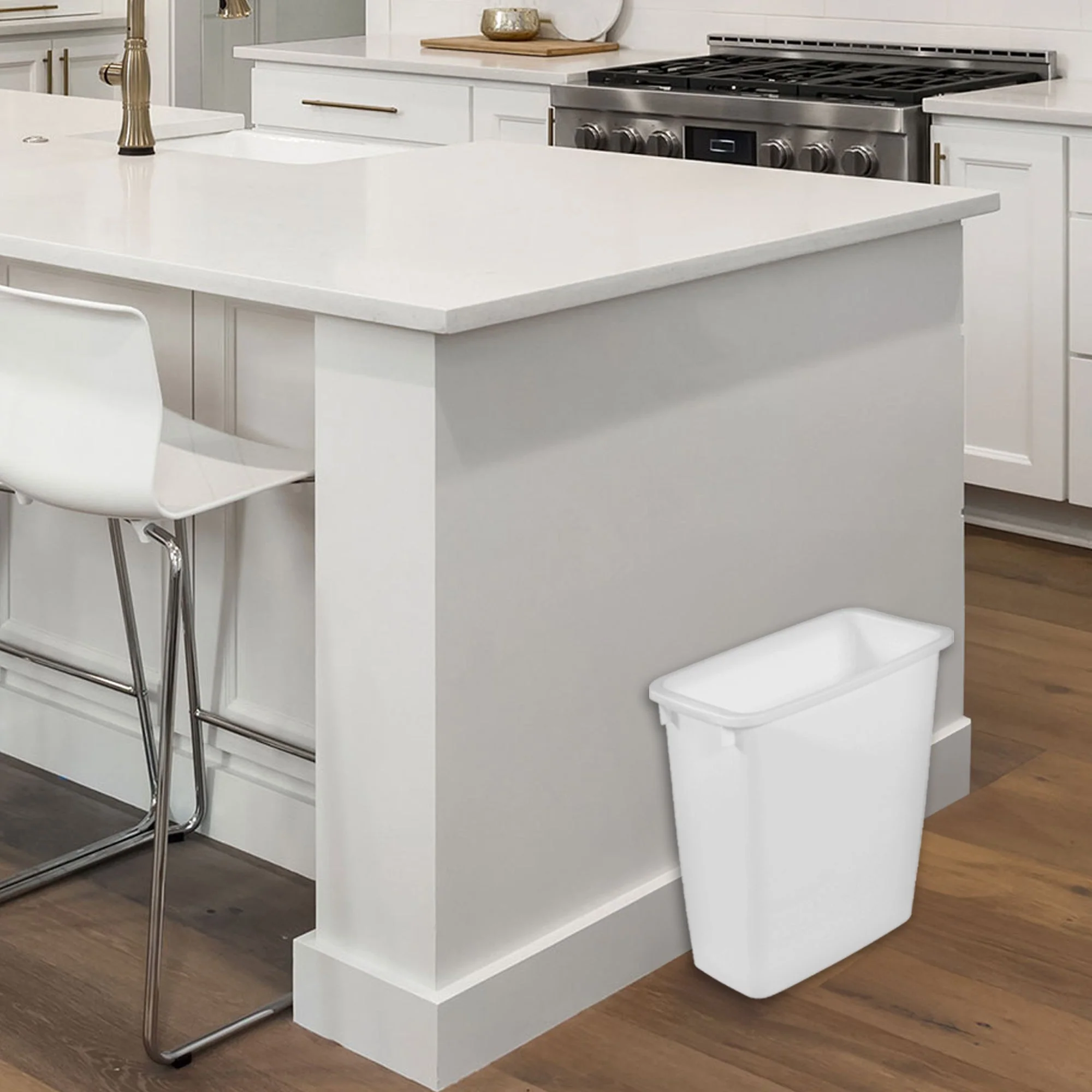 Rubbermaid 21 Qt Traditional Wastebasket Indoor Home Trash Can Container, White - Image 5