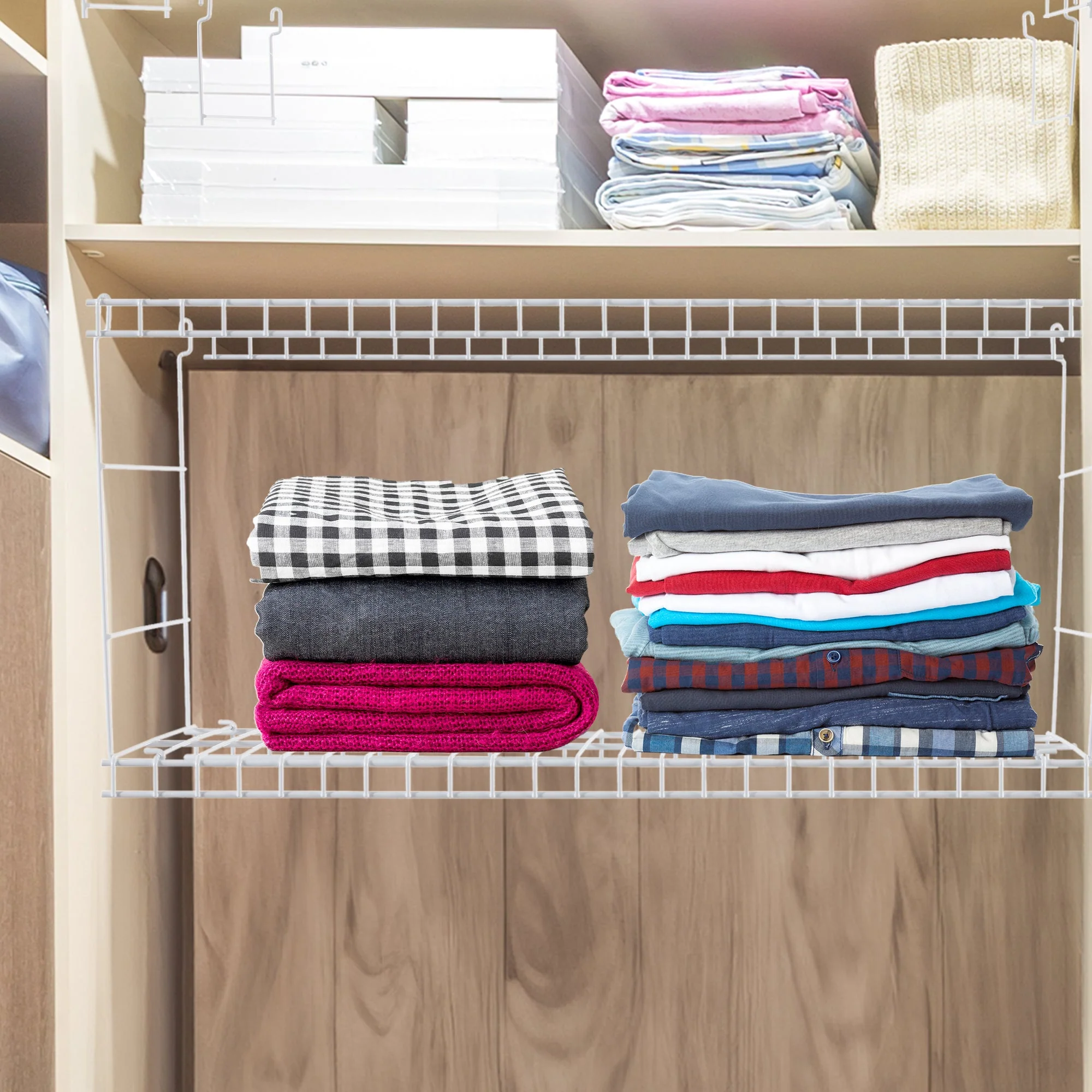 Rubbermaid 24" Universal Closet Steel Wire Added Storage Hanging Shelf (2 Pack) - Image 5