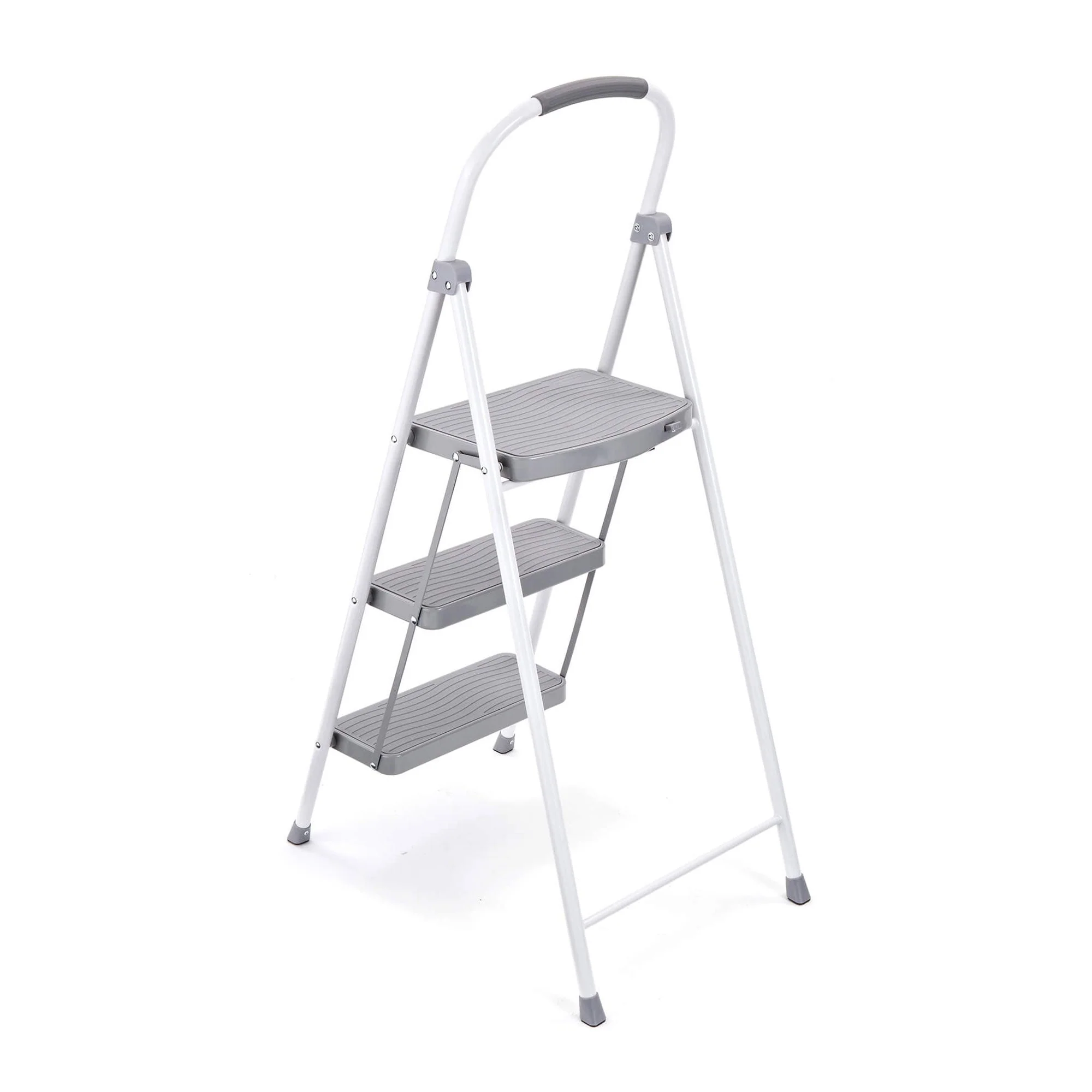 Rubbermaid 3 Step Folding Ladder, Steel Foldable Step Stool w/ Hand Grip, White - Image 7